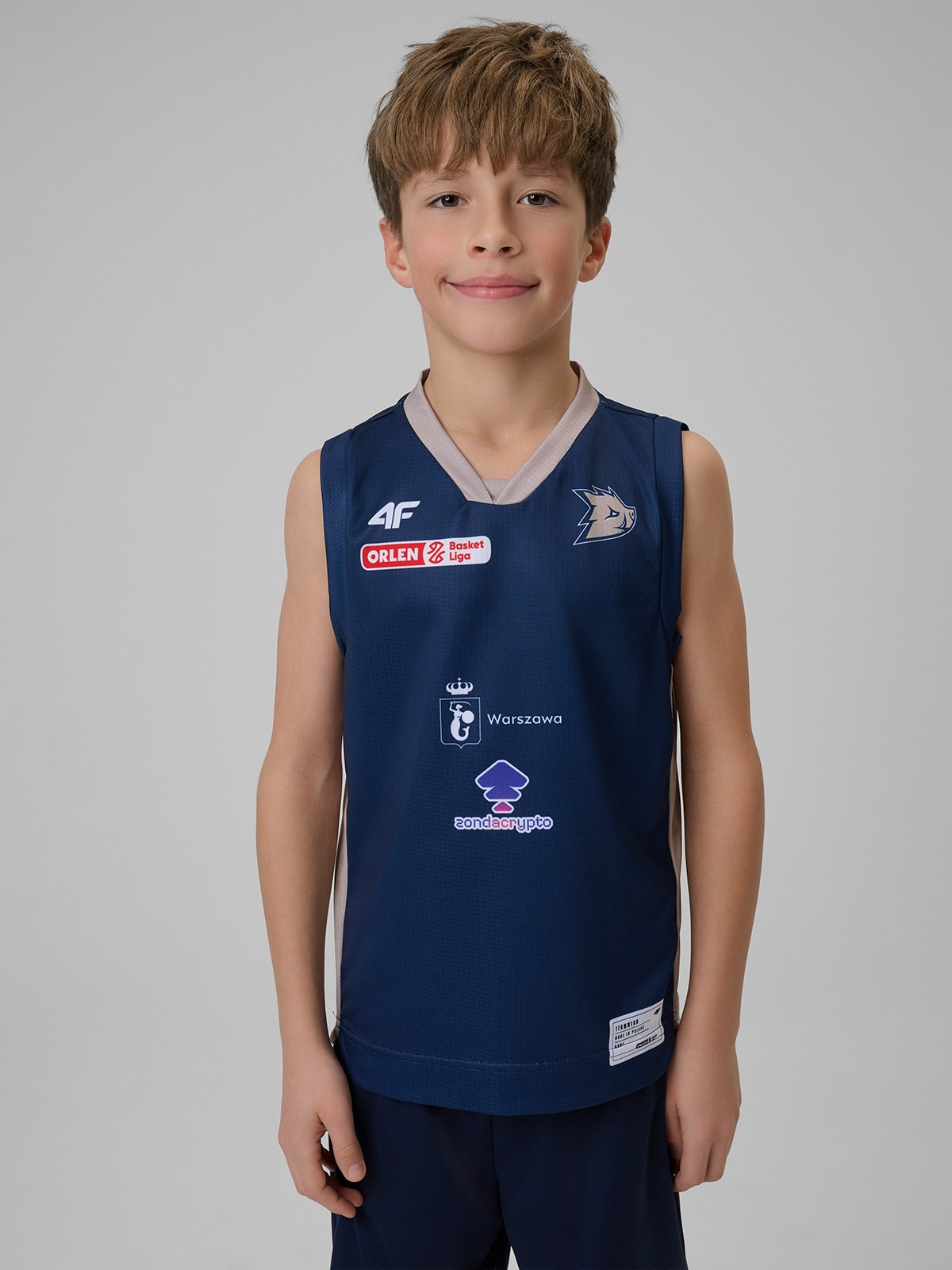 4F Koszulka meczowa replika wyjazdowa z sezonu 2025/26 dziecięca 4F x Dziki Warszawa - granatowa 98/104