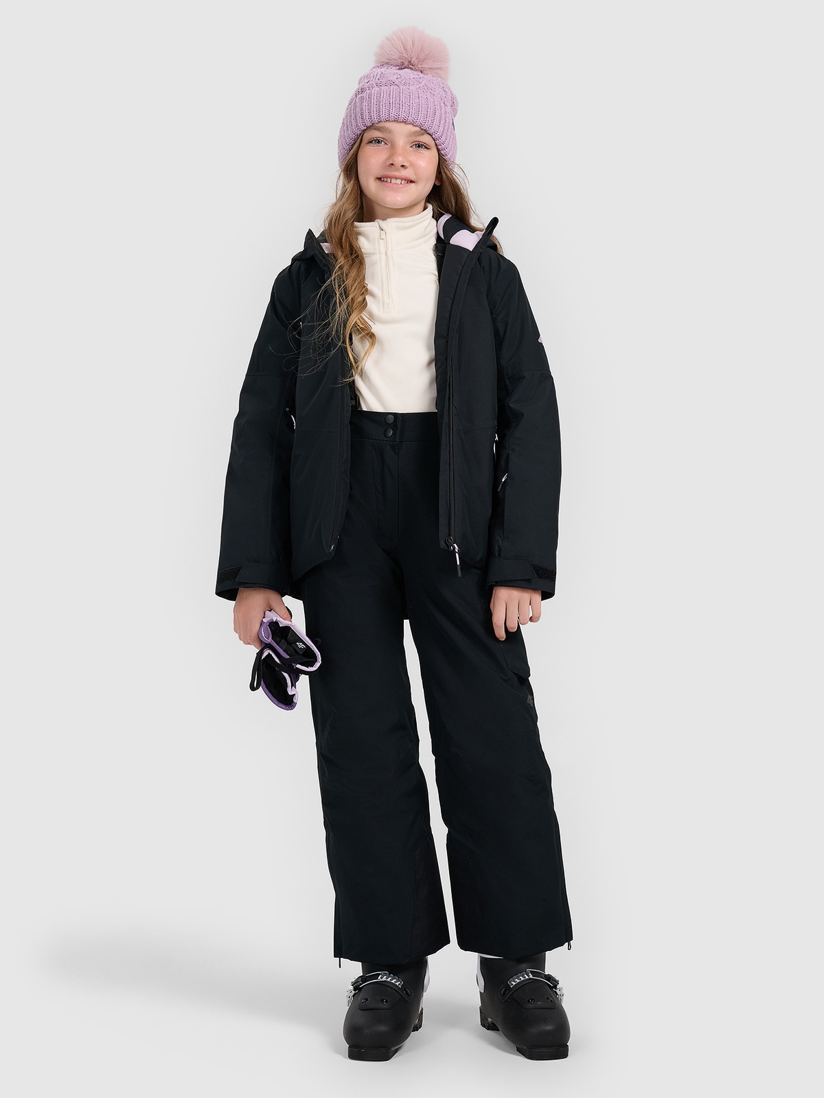 4F Spodnie narciarskie membrana 8000 dziewczęce - czarne 128 (7-8 lat)