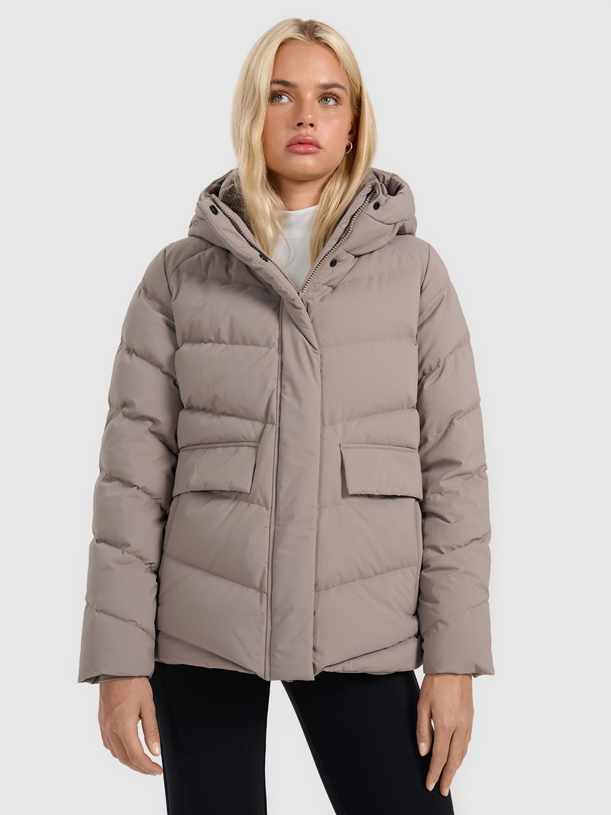 4F Kurtka puchowa z wypełnieniem naturalnym damska - beżowa XXL