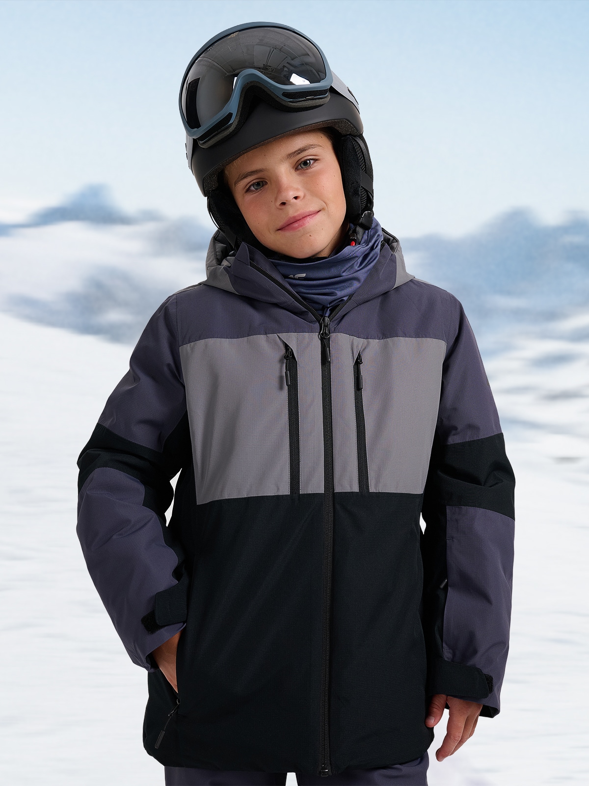 4F Kurtka narciarska membrana 10000 chłopięca - szara 128 (7-8 lat)