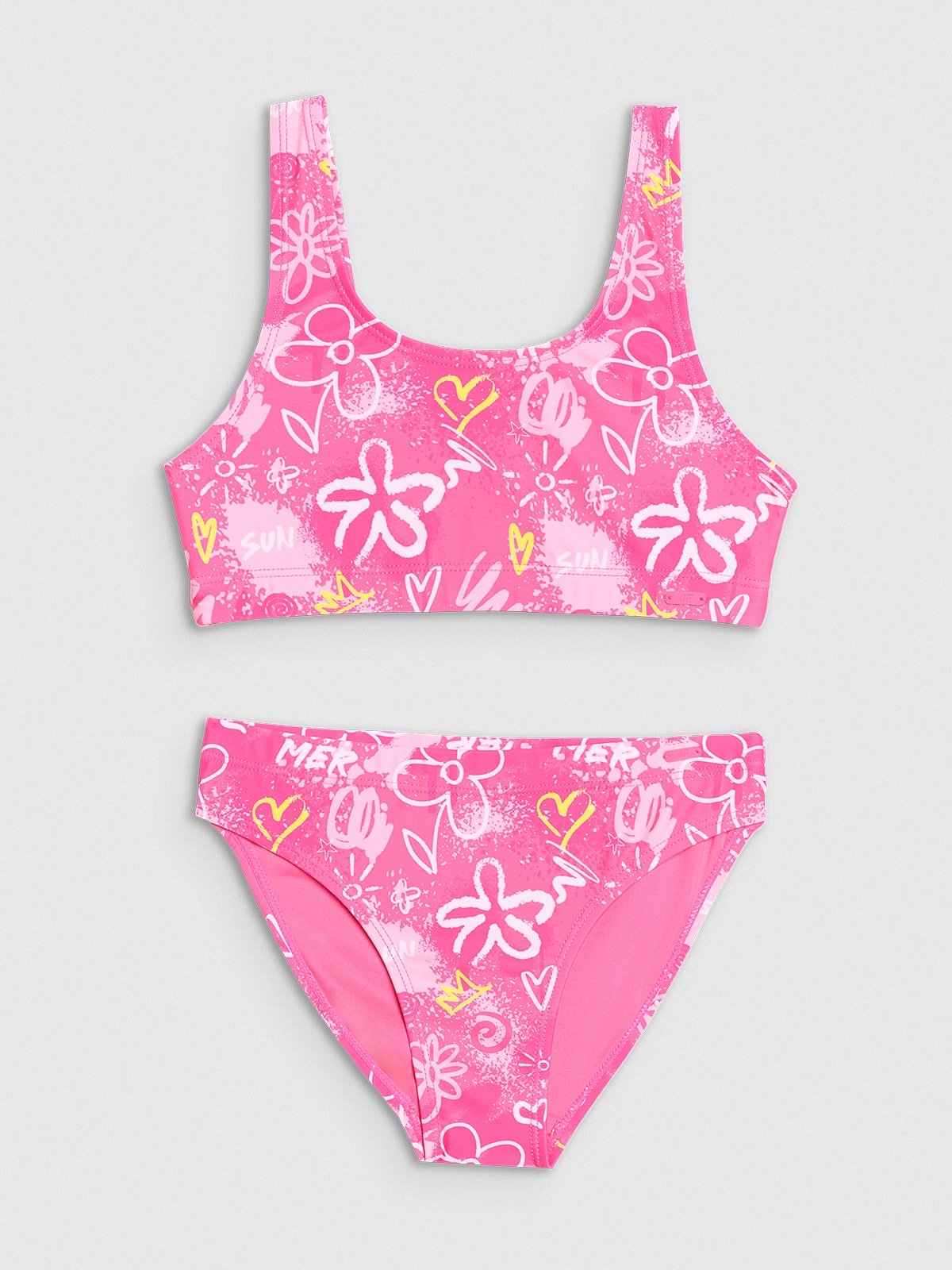 4F Kostium kąpielowy dwuczęściowy dziewczęcy - multikolor 146/152 (10-12 lat)