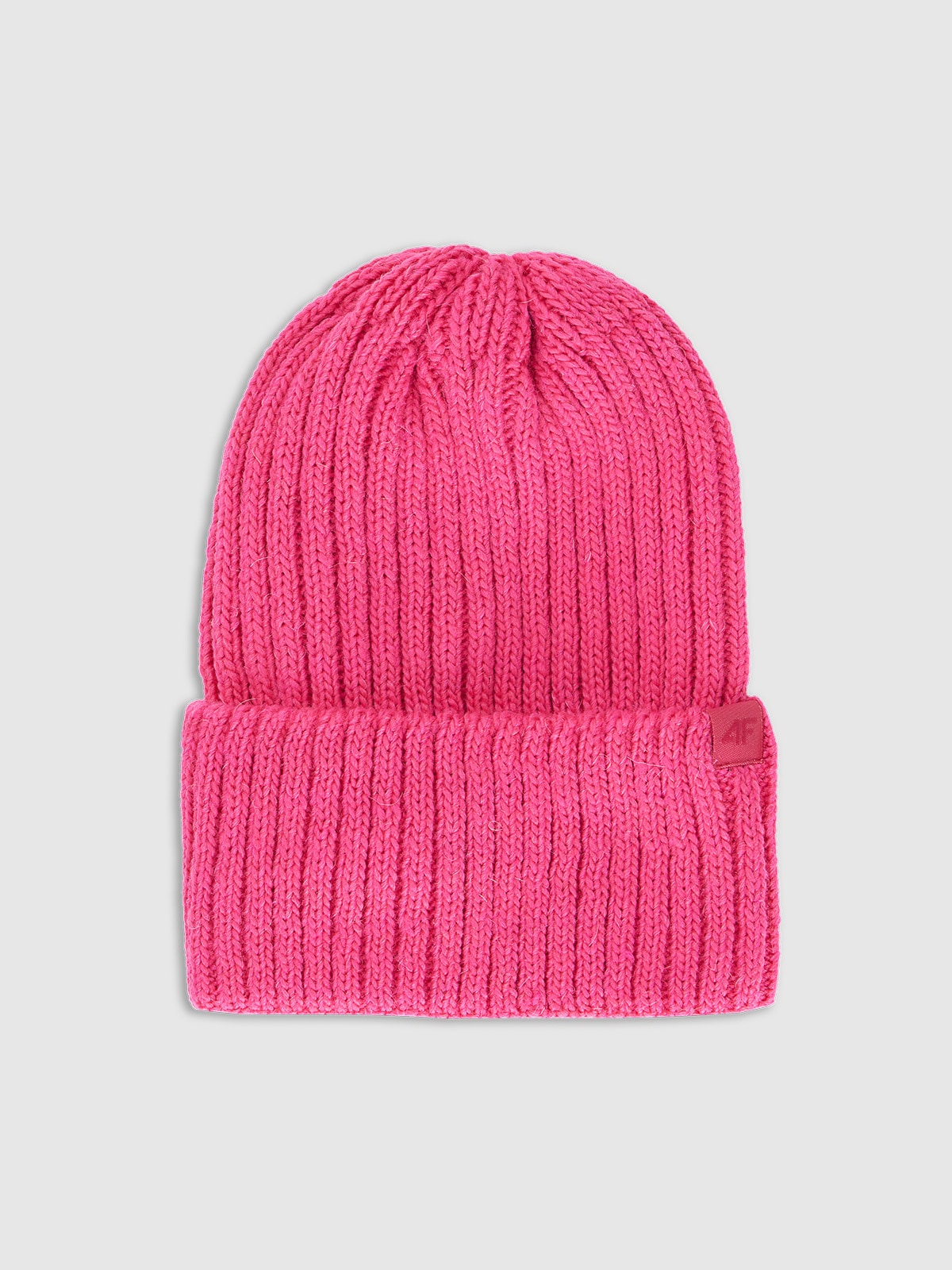 4F Czapka zimowa z dodatkiem wełny damska - różowa Uniwersalny