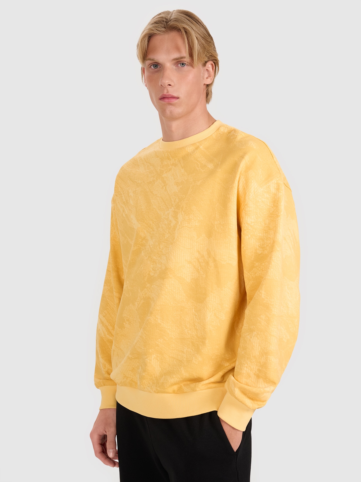 4F Bluza dresowa nierozpinana bez kaptura męska - żółta M