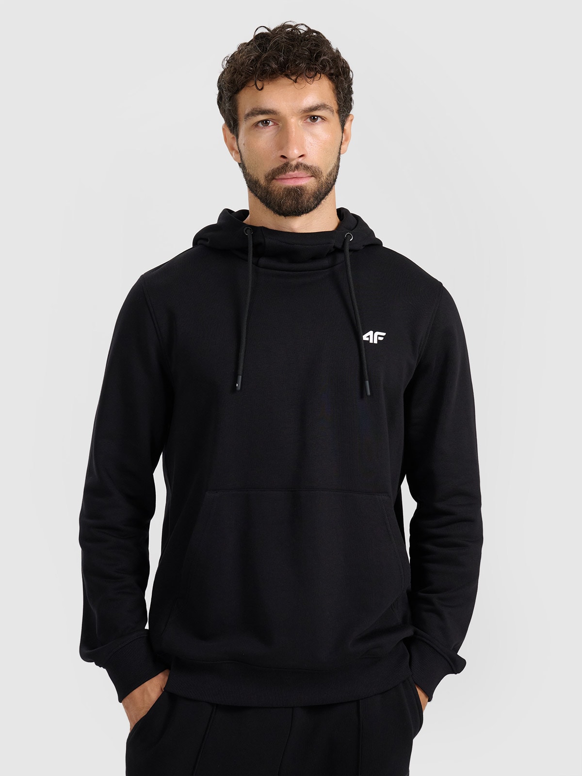 4F Bluza dresowa nierozpinana z kapturem męska - czarna 3XL