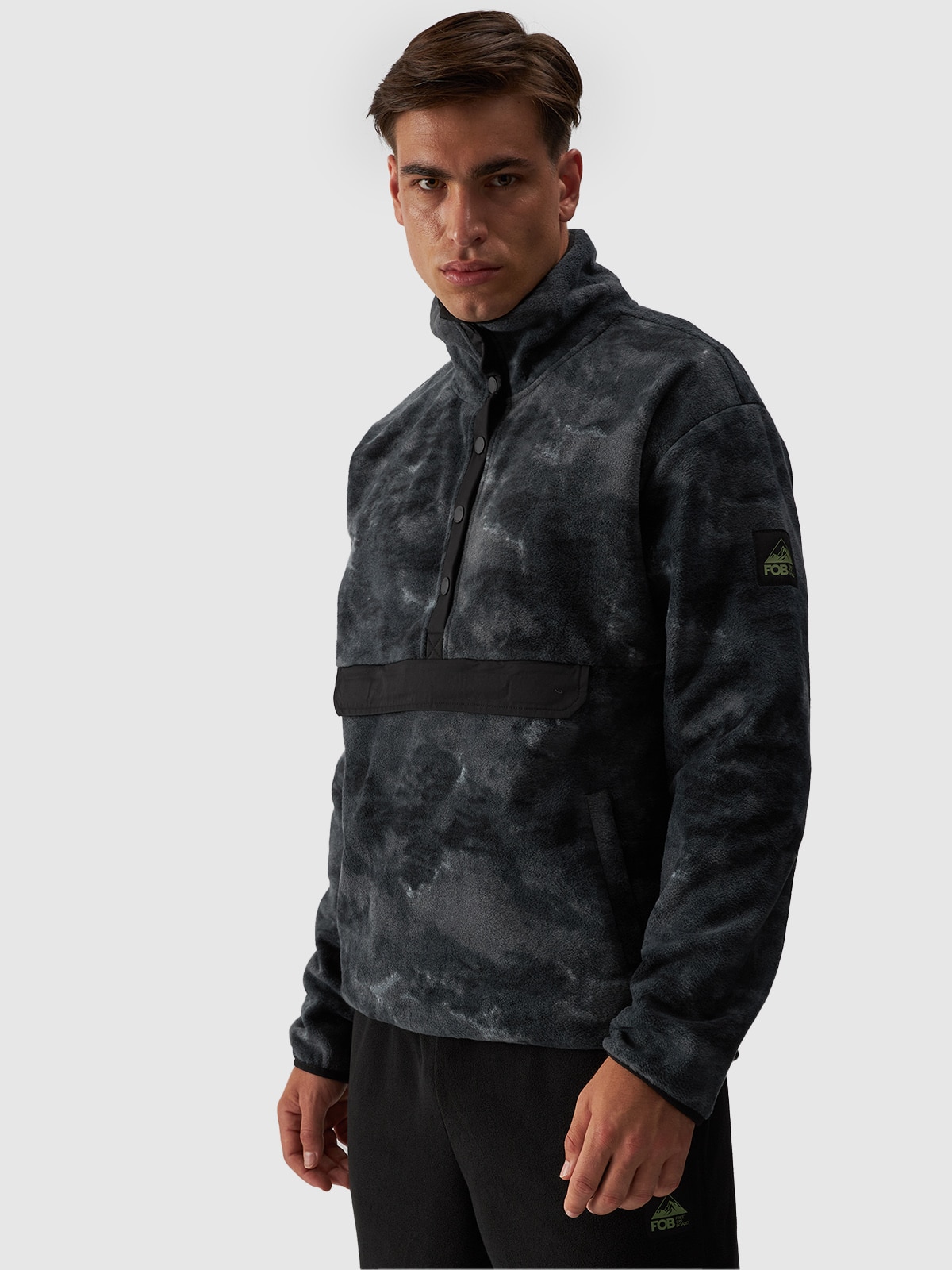 4F Polar ze stójką oversize męski - multikolor 3XL