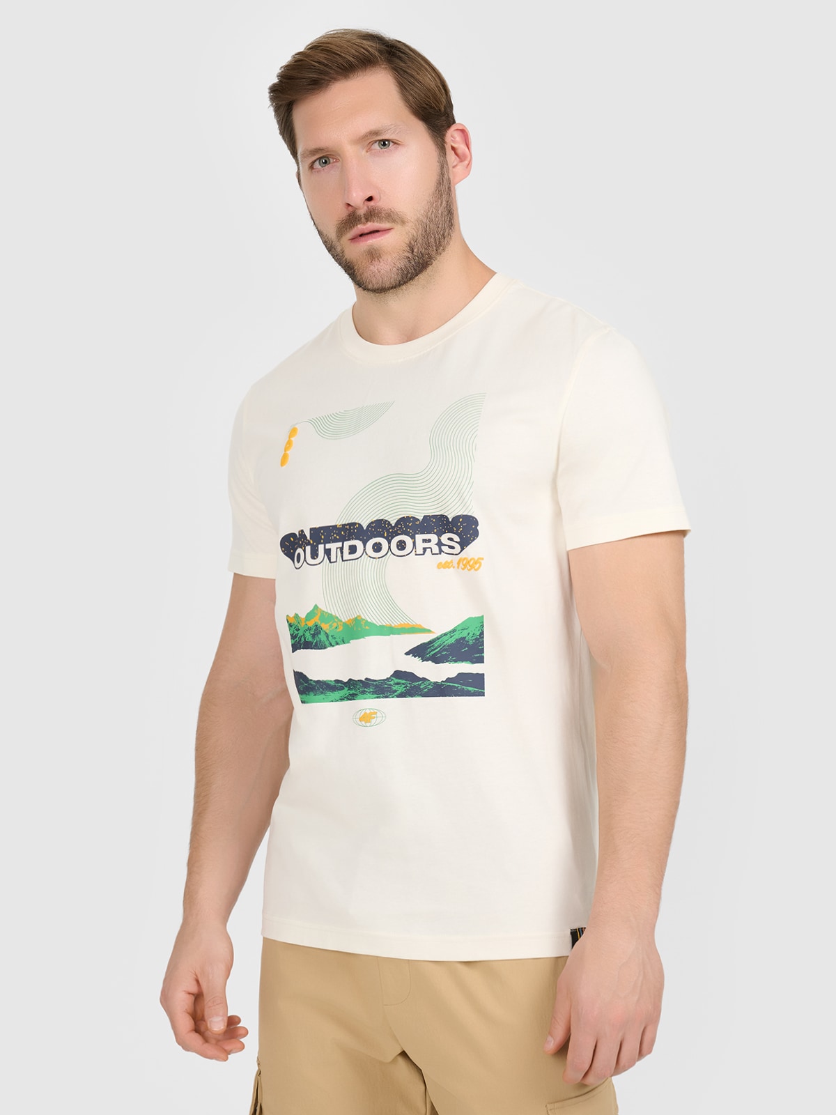 4F T-shirt regular z nadrukiem męski - biały XL