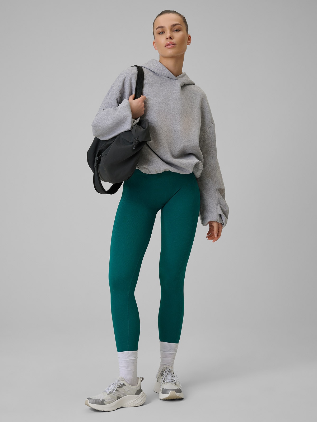 4F Legginsy treningowe bezszwowe damskie - turkusowe M/L