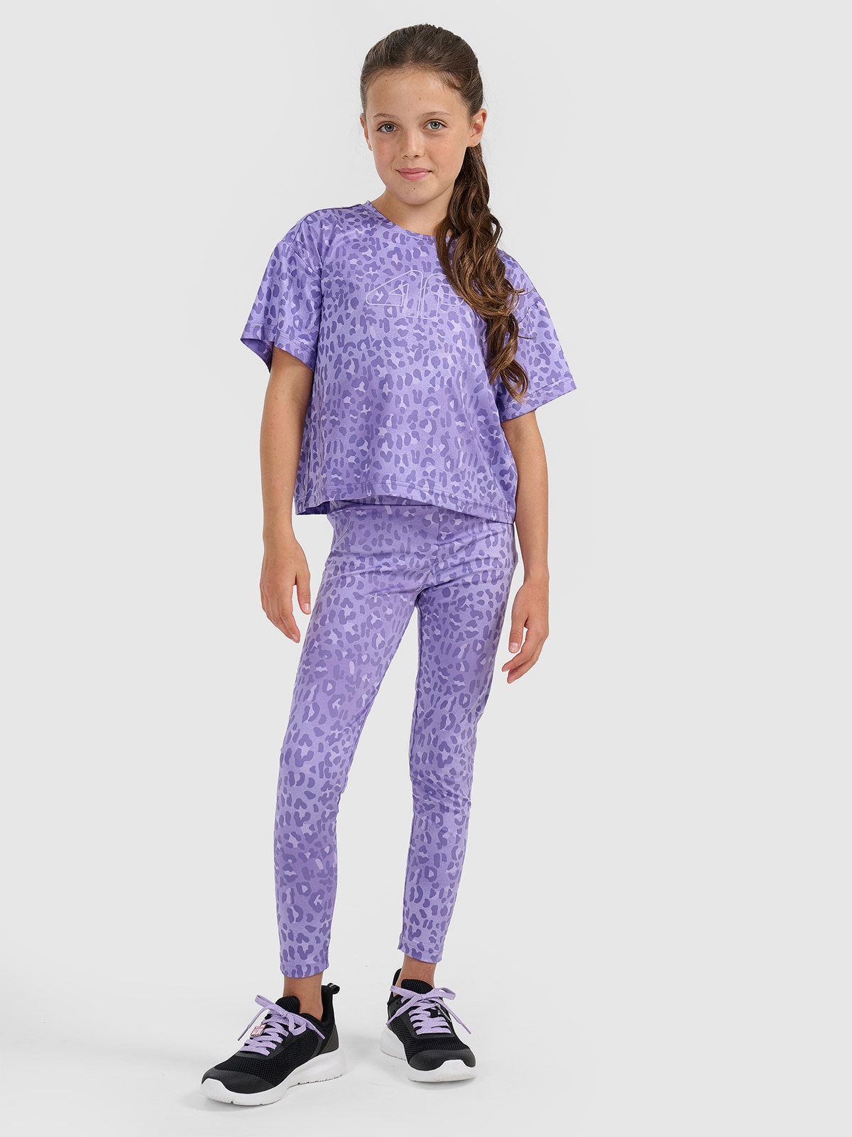 4F Legginsy sportowe szybkoschnące dziewczęce - multikolor 146/152 (10-12 lat)