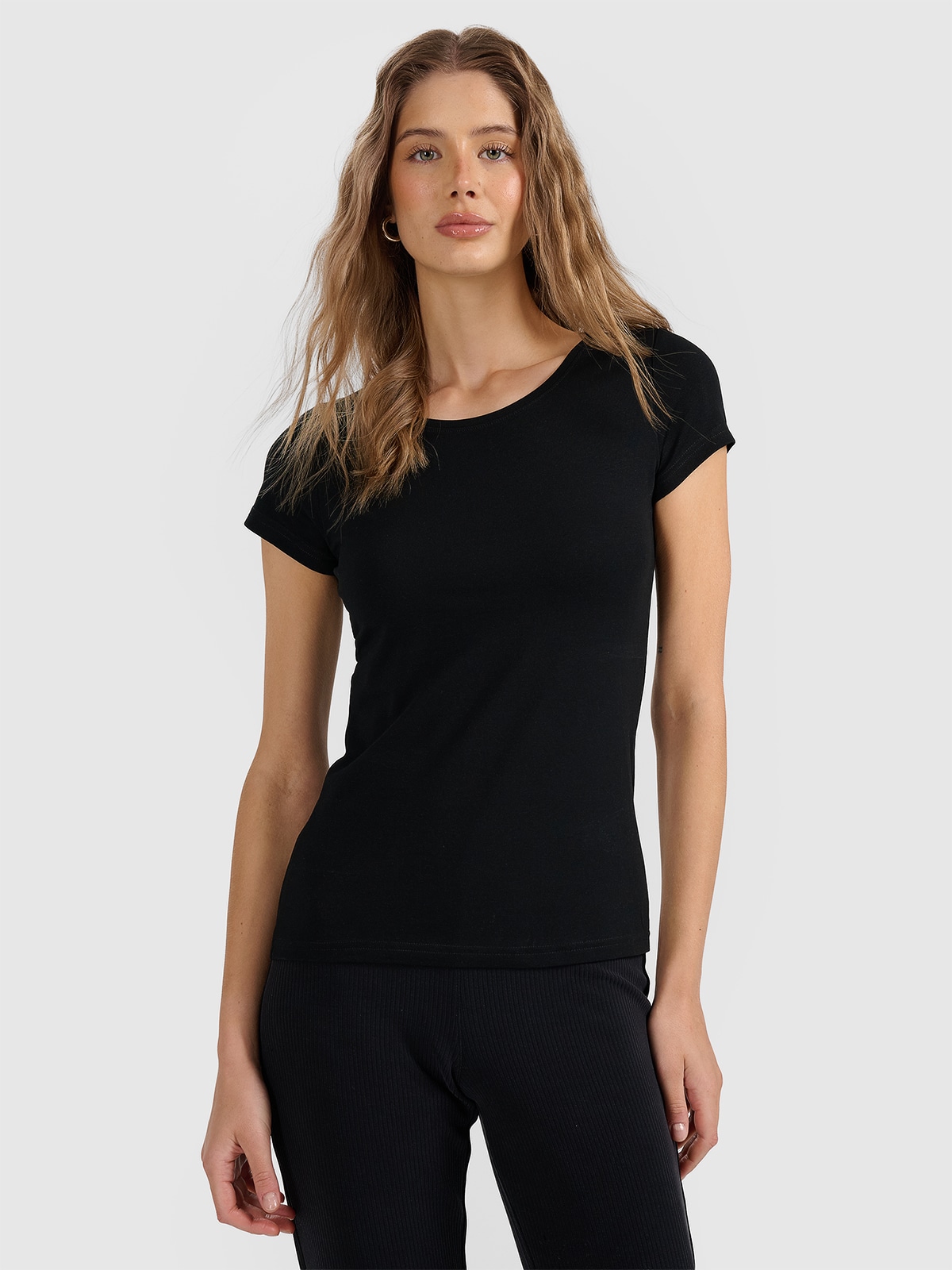 4F T-shirt regular gładki damski XS