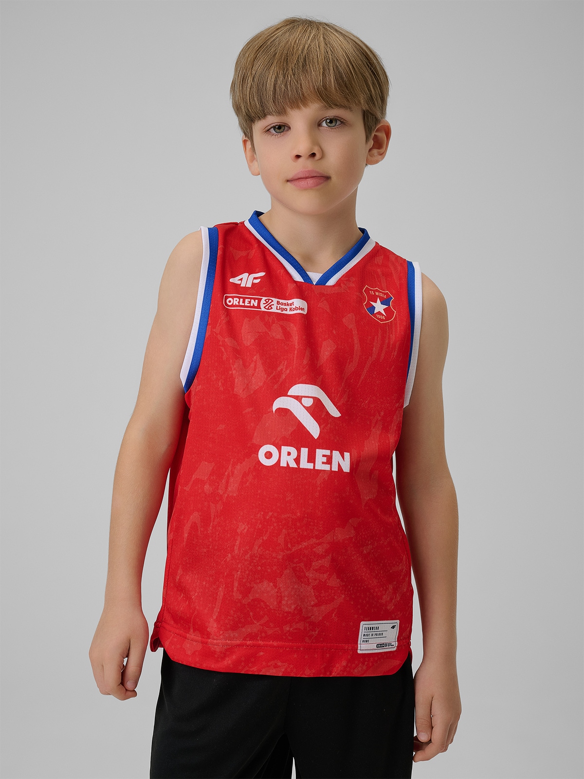 4F Koszulka meczowa replika wyjazdowa z sezonu 2025/26 dziecięca 4F x Wisła Kraków - czerwona 122/128 (6-8 lat)