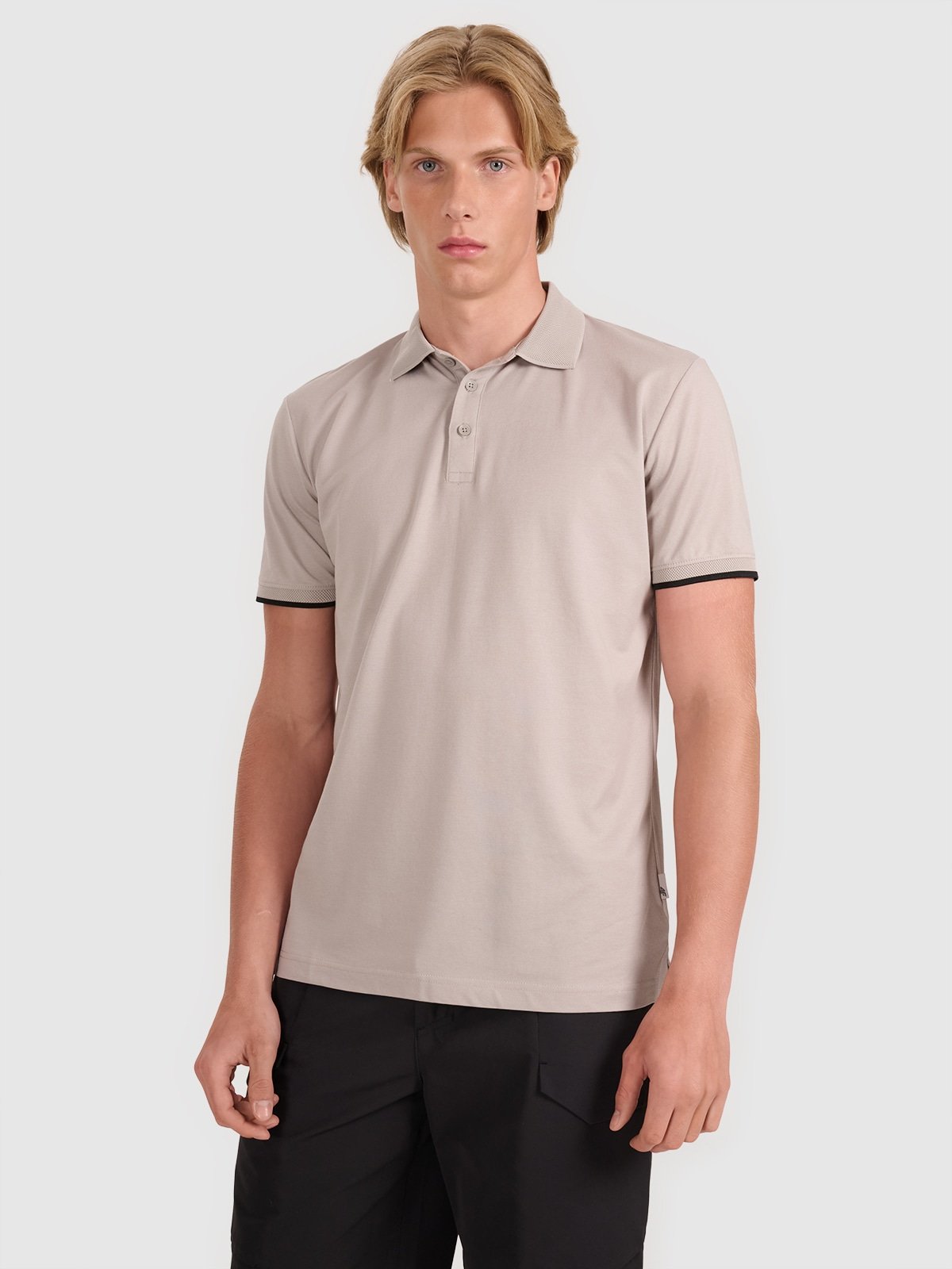 4F Koszulka polo regular męska - szara M