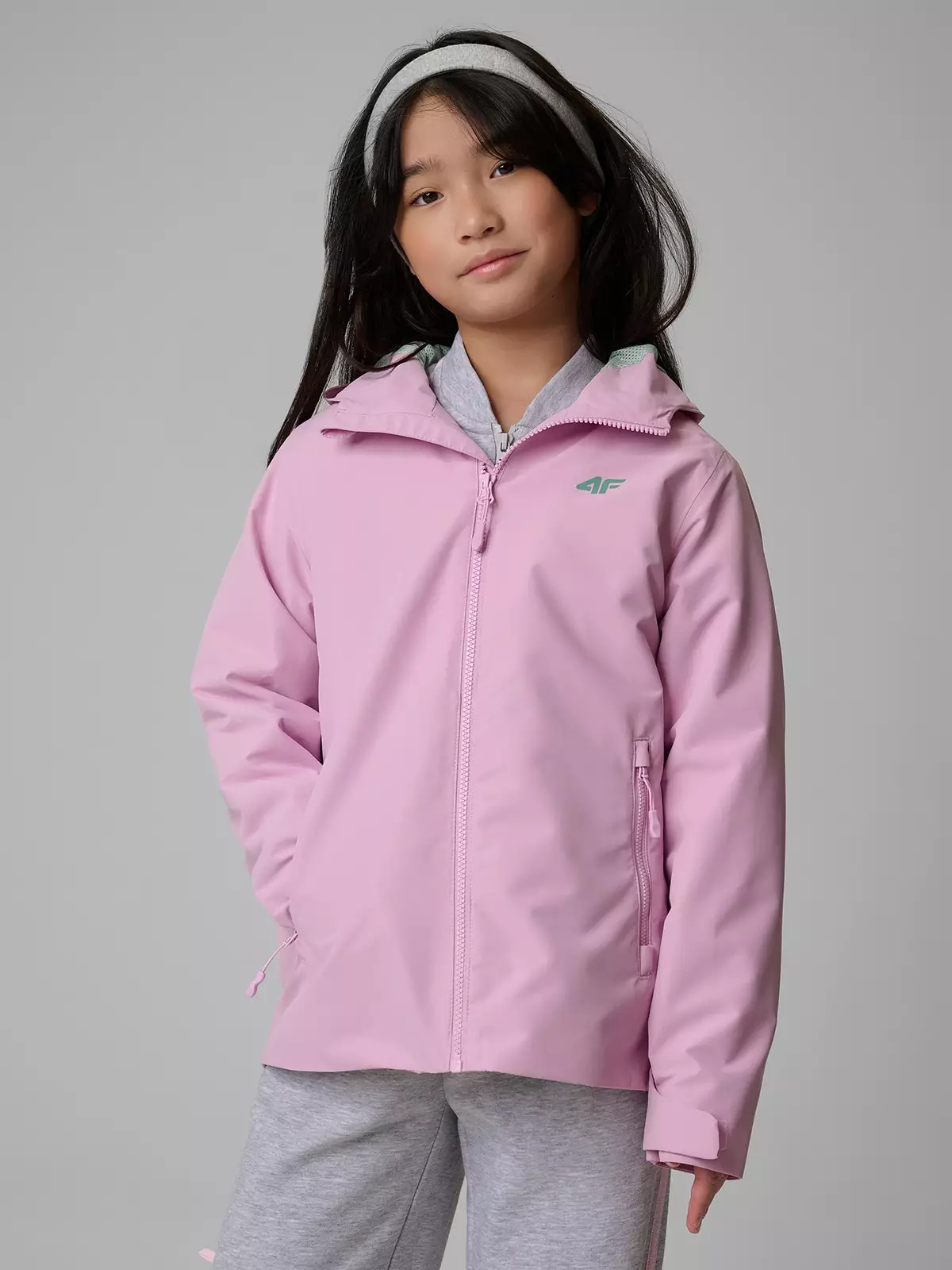 4F Kurtka przejściowa membrana 5000 dziecięca - różowa 134 (8-9 lat)