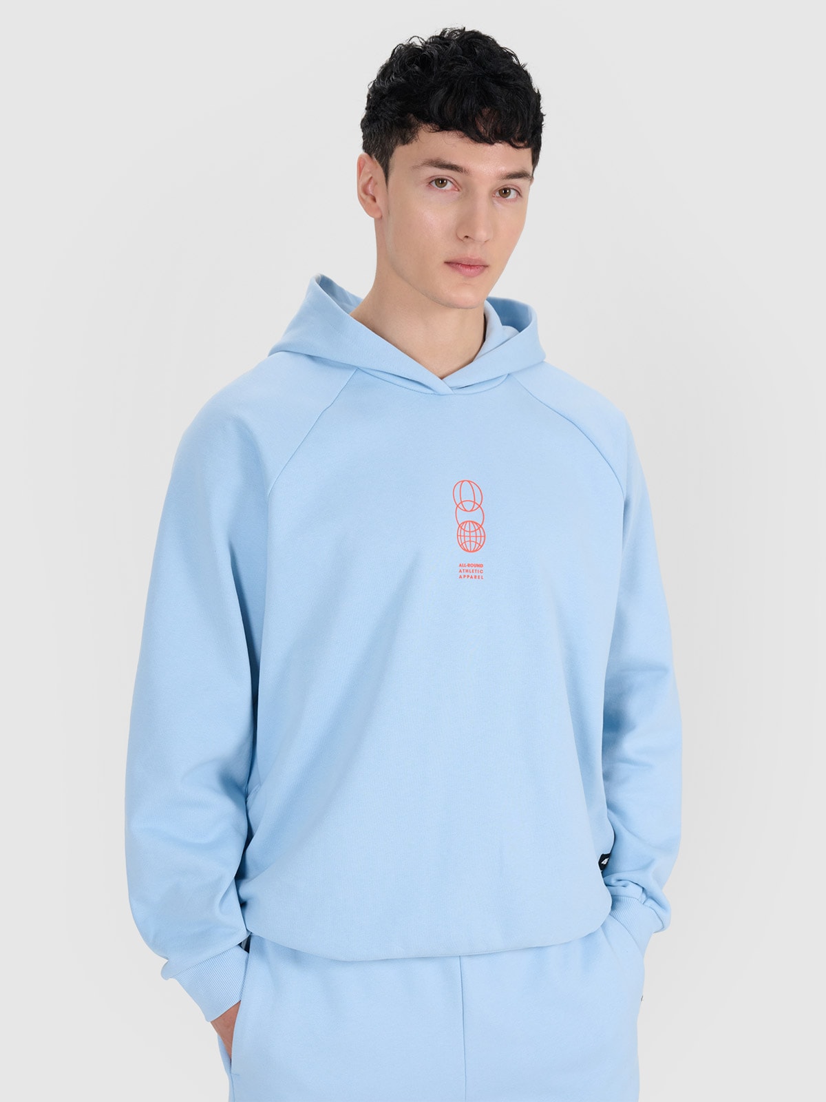 4F Bluza dresowa nierozpinana z kapturem męska - niebieska XL