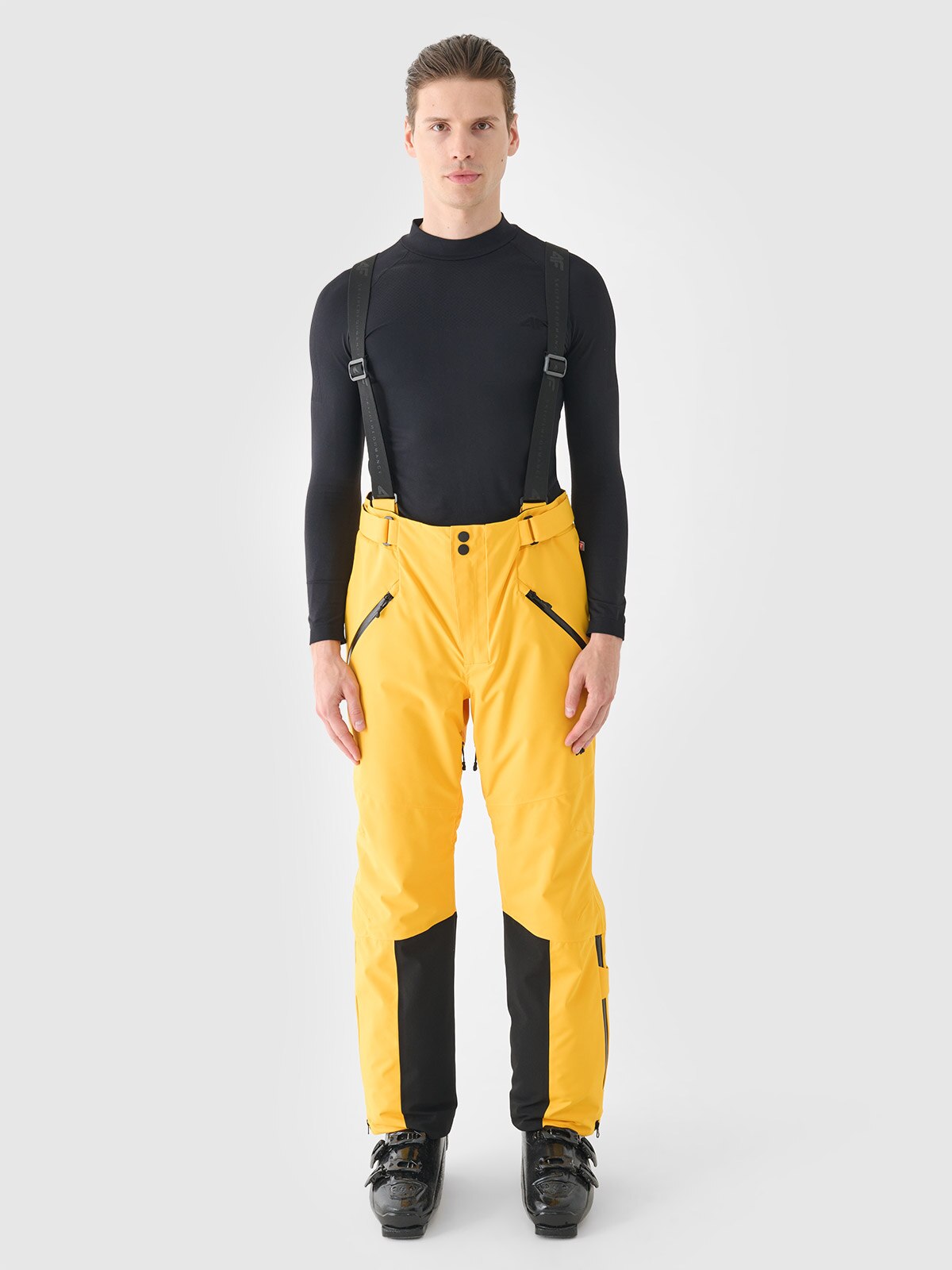 4F Spodnie narciarskie z szelkami membrana Dermizax 20000 męskie - żółte 3XL
