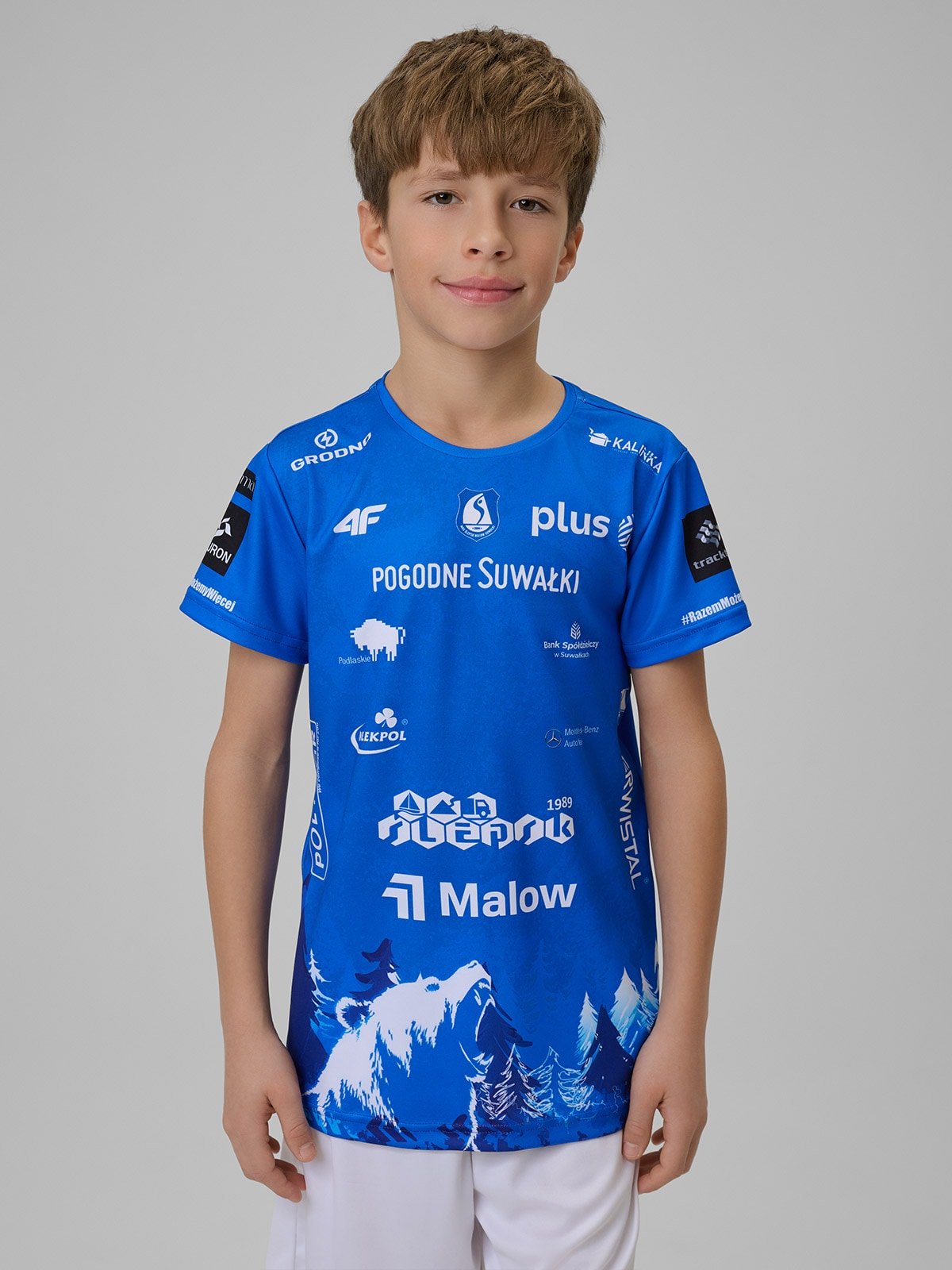 4F Koszulka meczowa replika wyjazdowa z sezonu 2025/26 dziecięca 4F x Ślepsk Suwałki - niebieska 122/128 (6-8 lat)