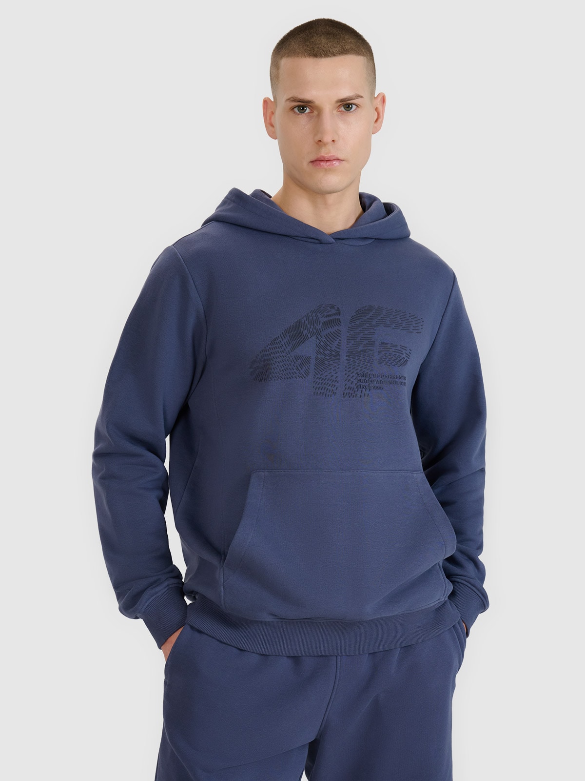 4F Bluza dresowa nierozpinana z kapturem męska - szara XXL