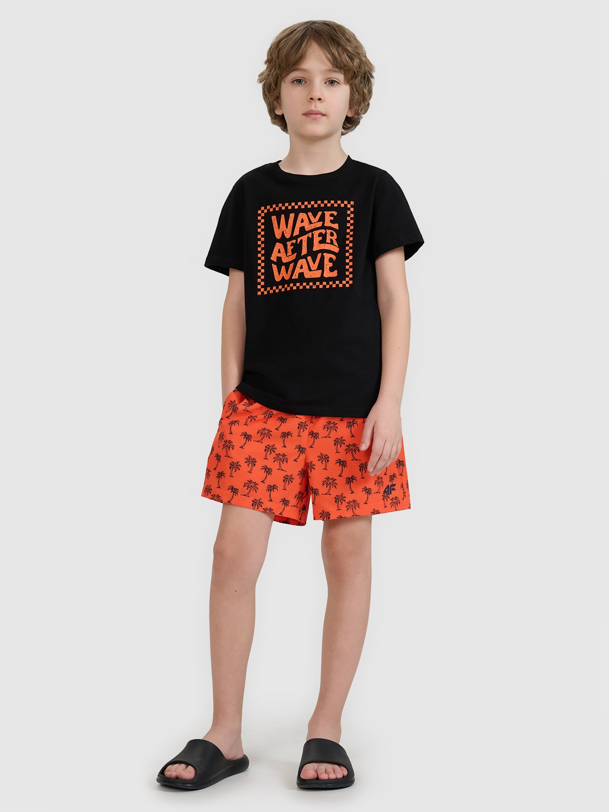 4F Spodenki plażowe boardshorty chłopięce - pomarańczowe 158/164 (12-14 lat)