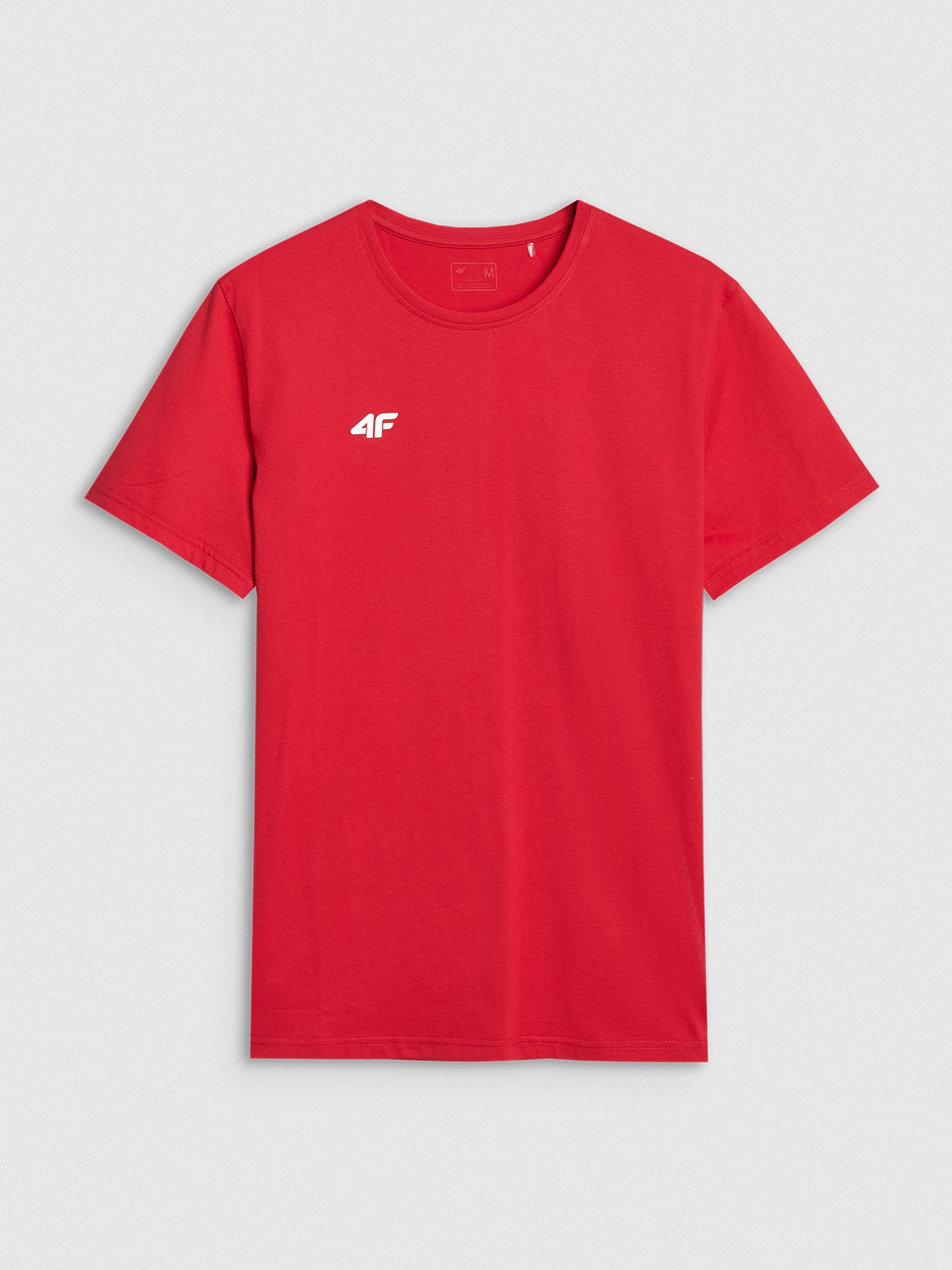 4F T-shirt regular gładki męski - czerwony S