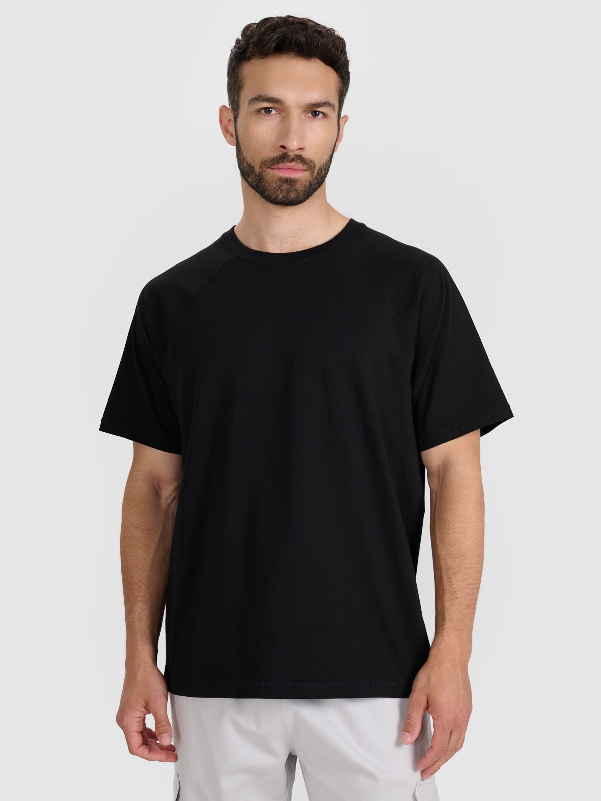 4F T-shirt oversize gładki męski - czarny M
