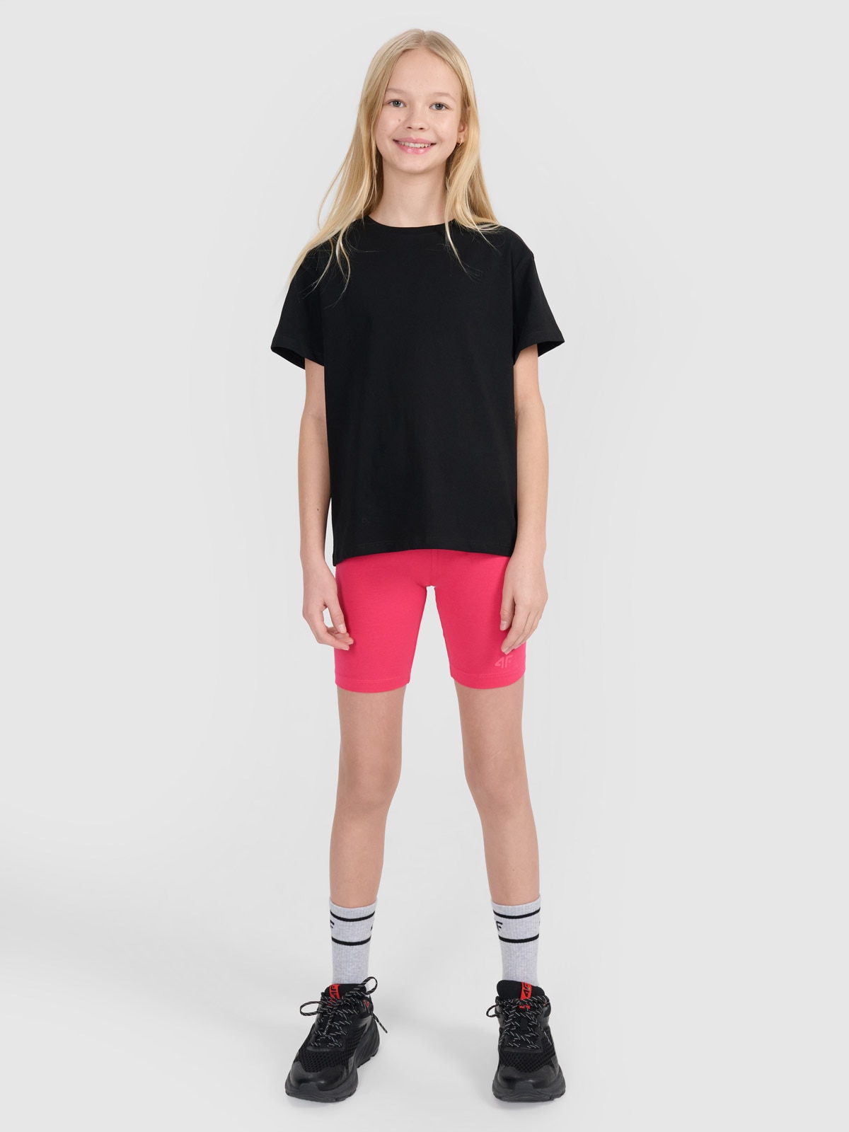 4F Legginsy kolarki dzianinowe dziewczęce - różowe 140 (9-10 lat)