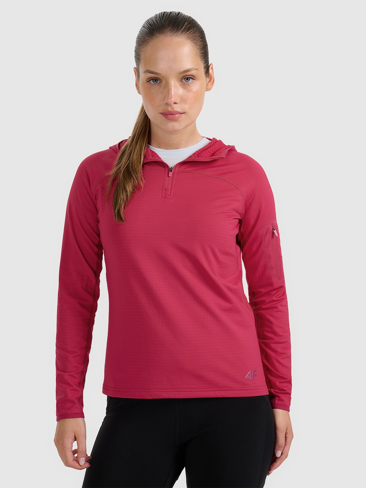 4F Bluza trekkingowa regular szybkoschnąca damska - różowa XL