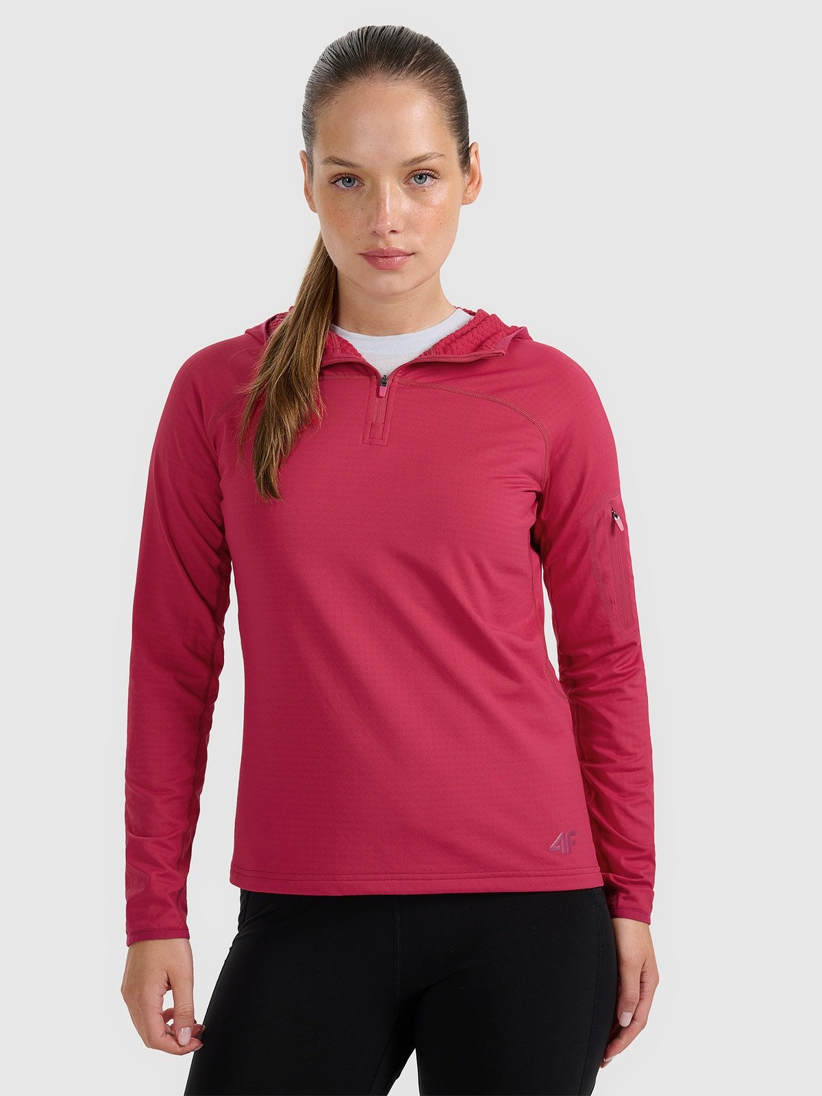 4F Bluza trekkingowa regular szybkoschnąca damska - różowa XL