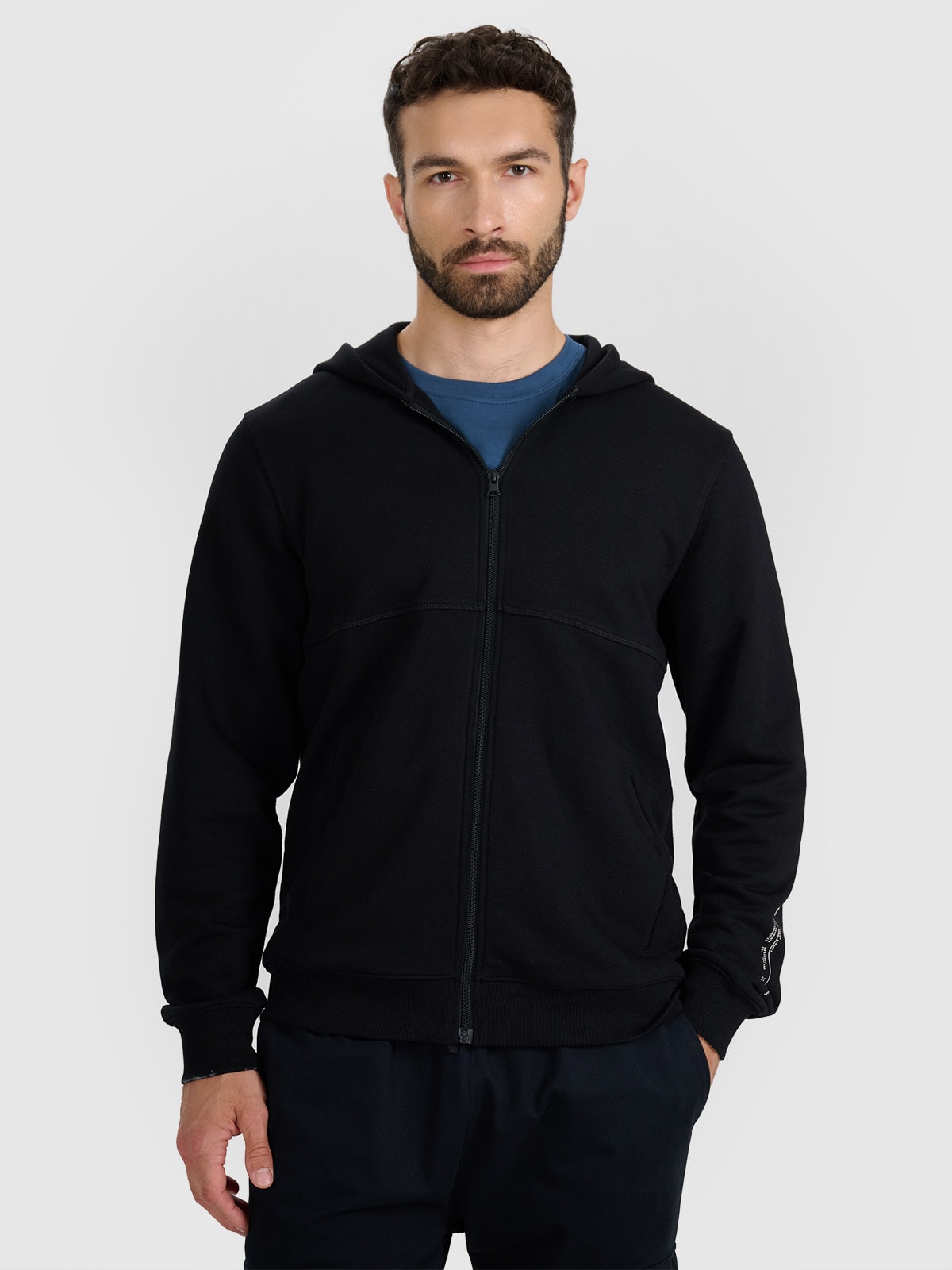 4F Bluza dresowa rozpinana z kapturem męska - czarna M