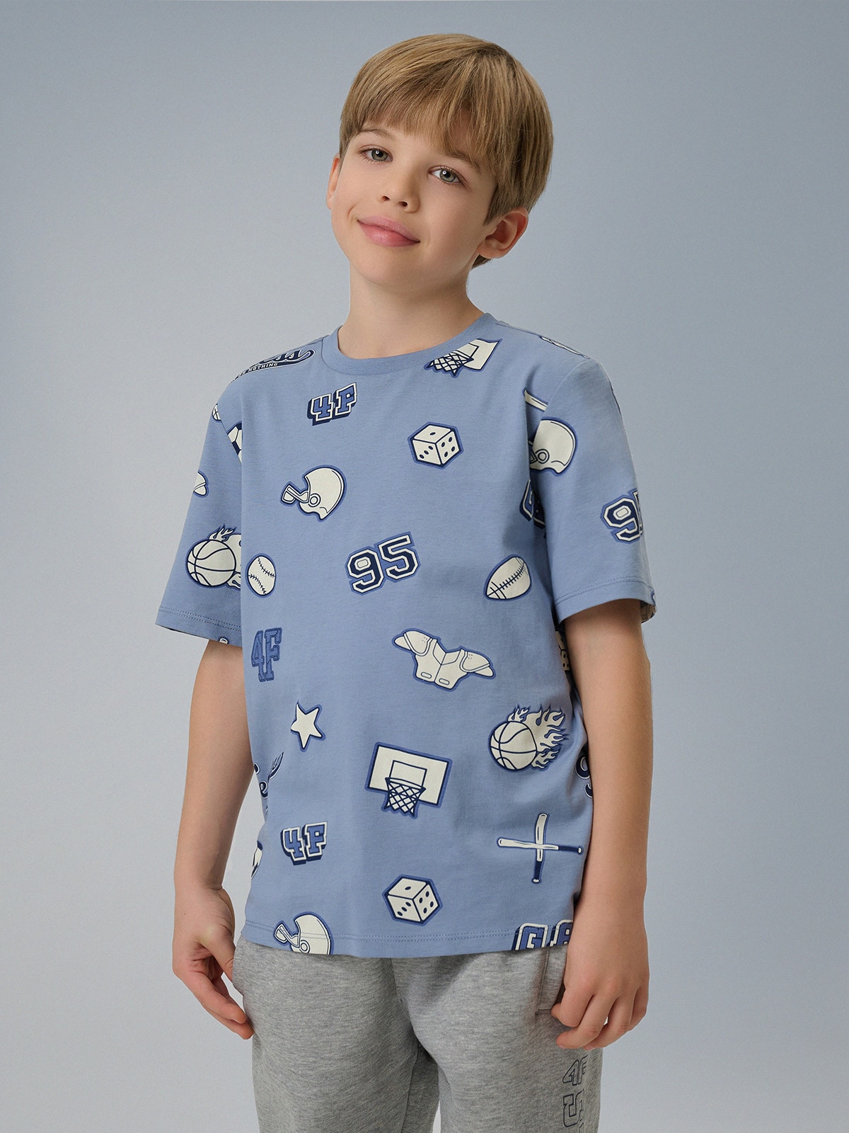 4F T-shirt regular z nadrukiem chłopięcy - granatowy 152 (11-12 lat)