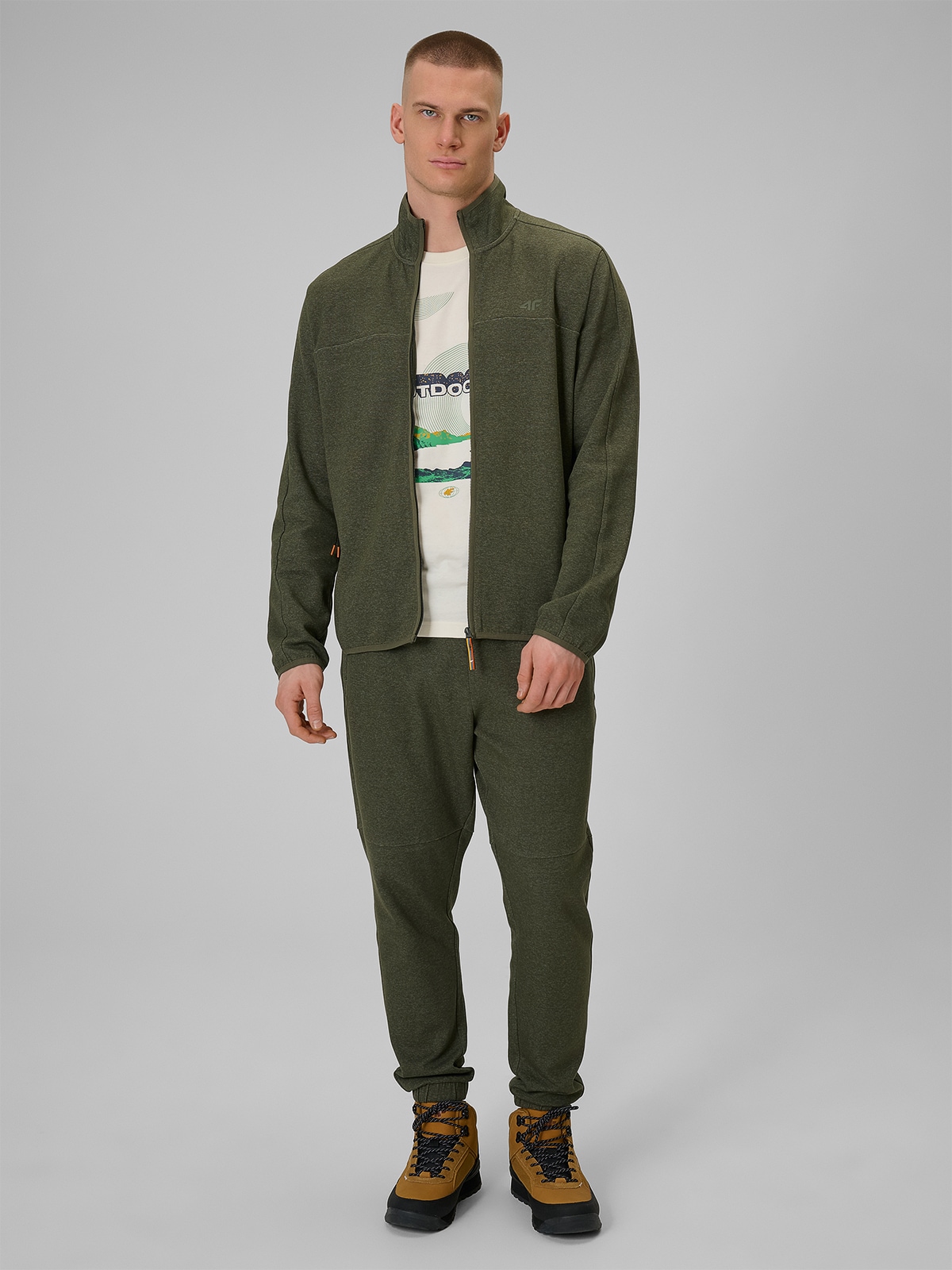 4F Spodnie dresowe joggery męskie - khaki XL