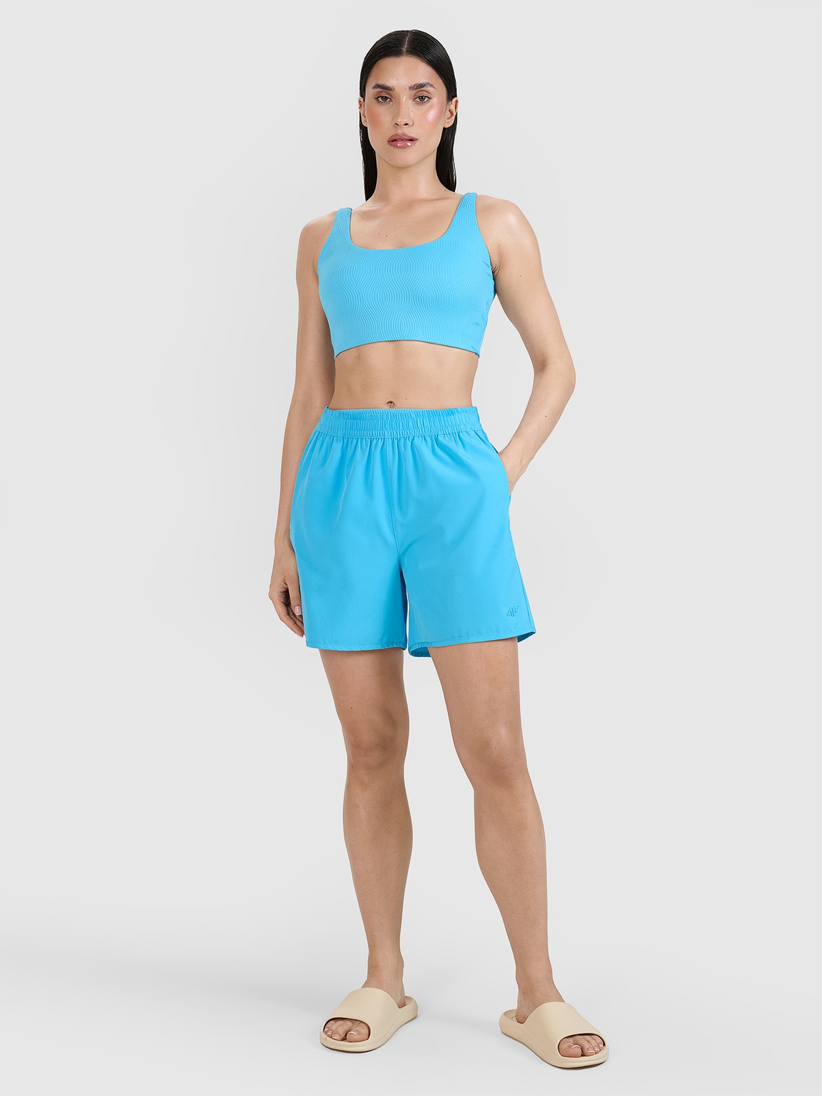 4F Spodenki plażowe damskie - turkusowe S