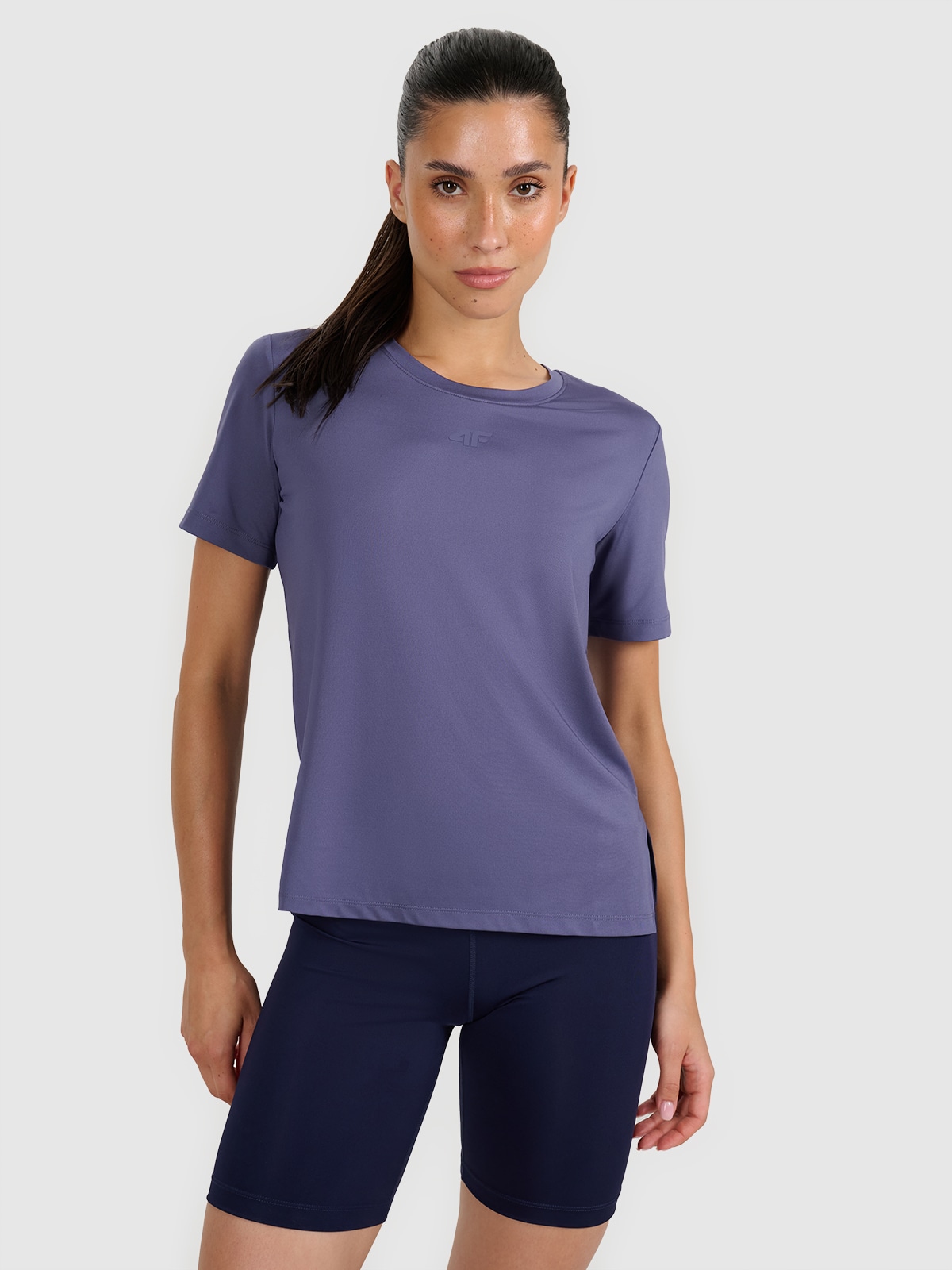 4F Koszulka treningowa regular szybkoschnąca damska - granatowa XS