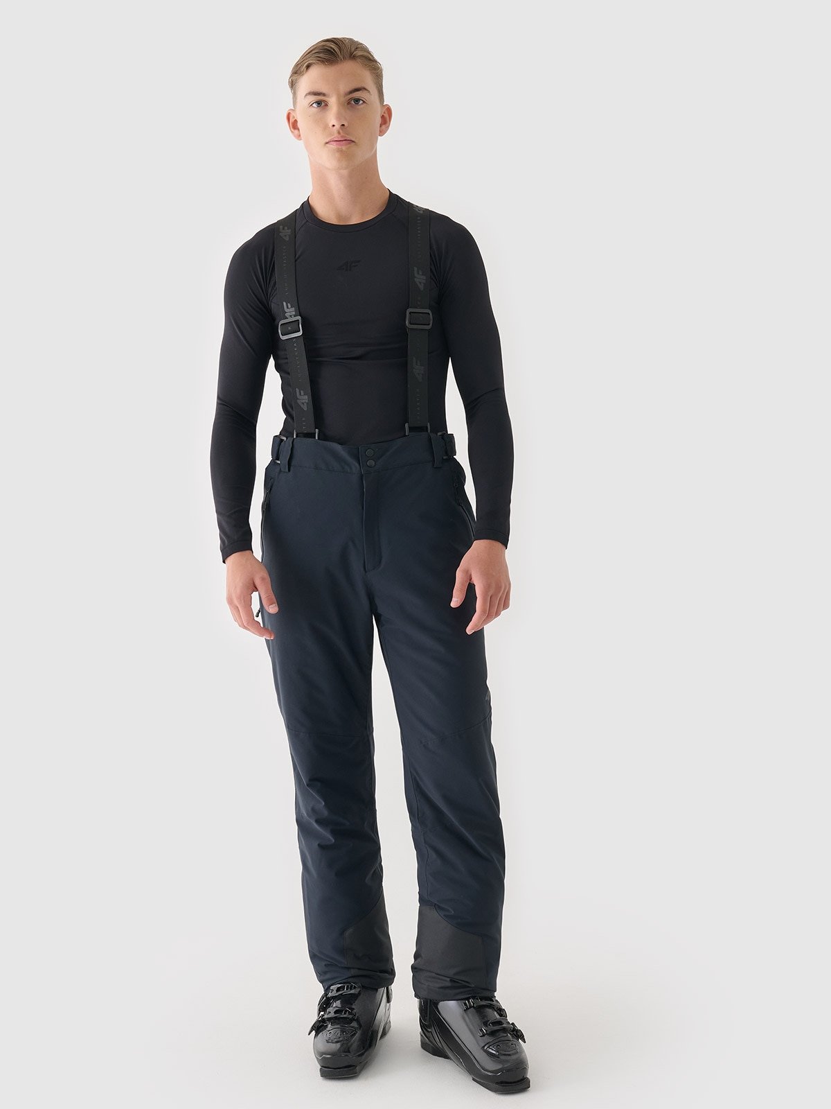 4F Spodnie narciarskie z szelkami membrana 10000 męskie - czarne 3XL