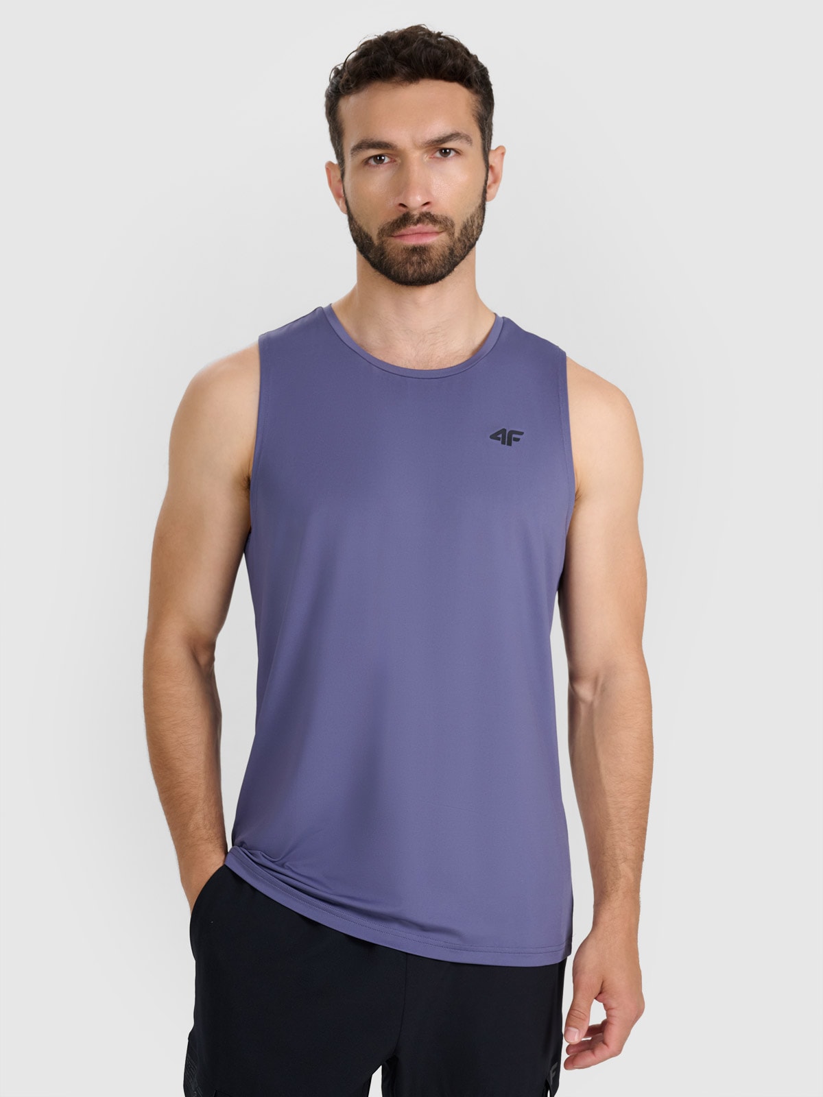 4F Tank top treningowy szybkoschnący męski - niebieski XXL