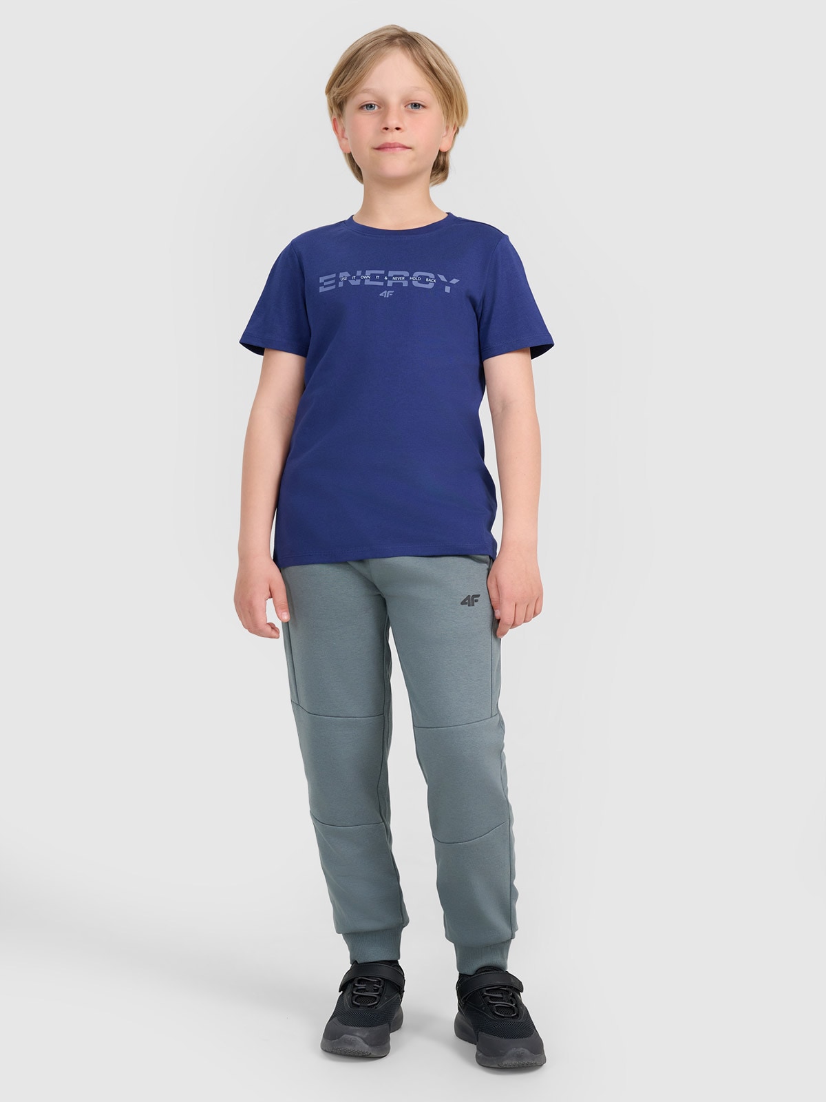 4F Spodnie dresowe joggery chłopięce - turkusowe 128 (7-8 lat)