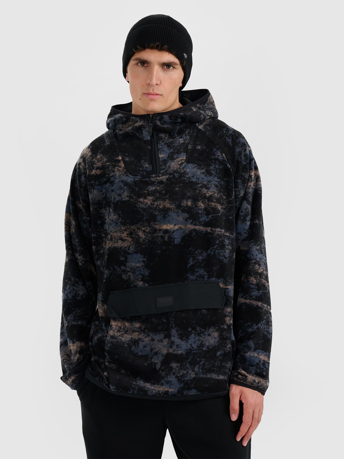 4F Polar z kapturem regular męski - multikolor 3XL