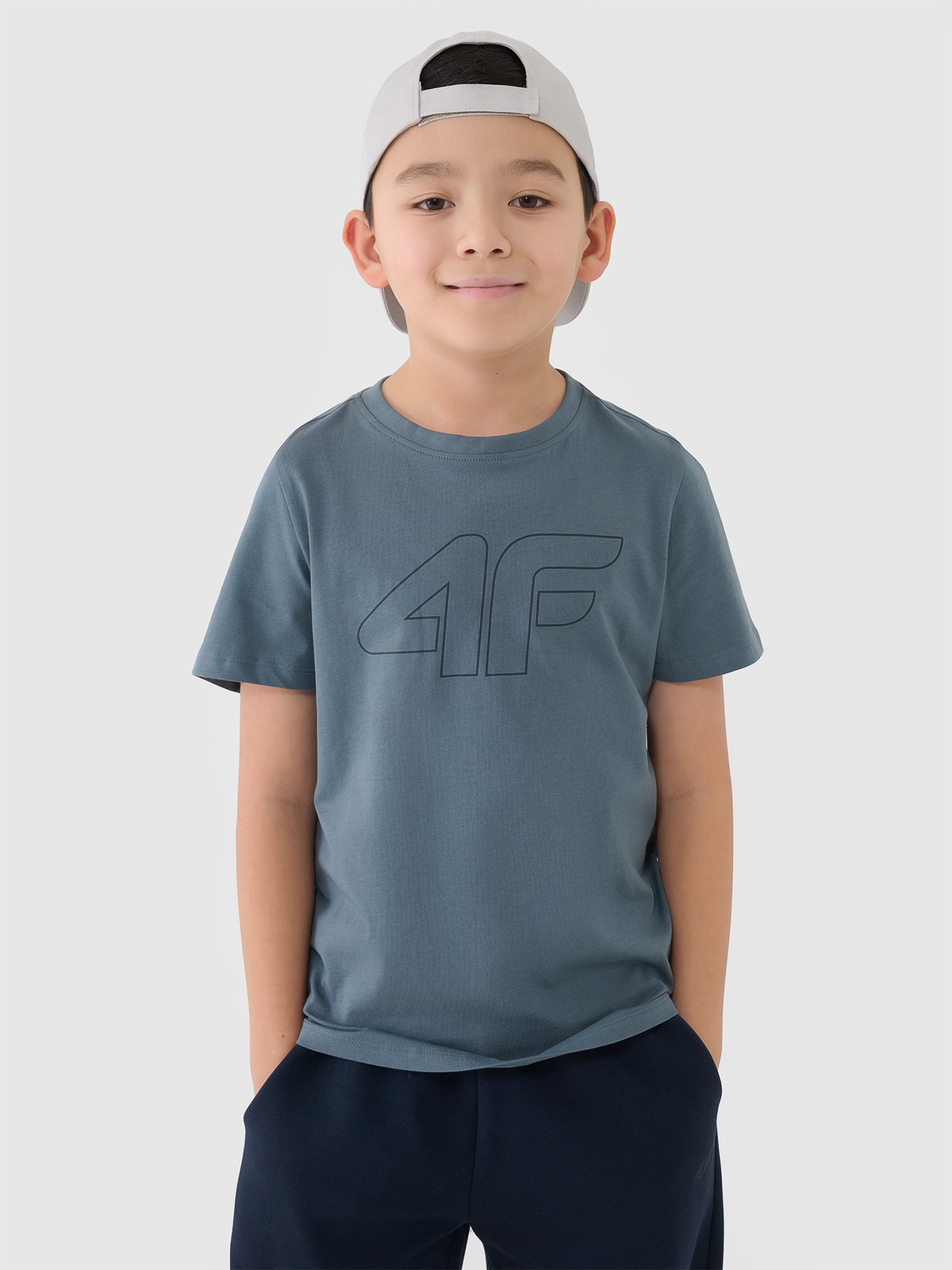 4F T-shirt z nadrukiem chłopięcy - turkusowy 140 (9-10 lat)