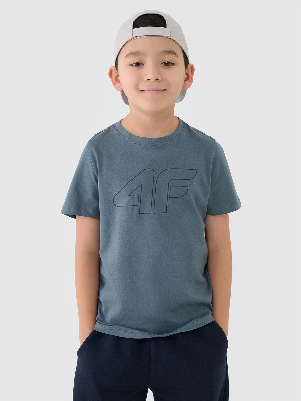 4F T-shirt z nadrukiem chłopięcy - turkusowy 140 (9-10 lat)