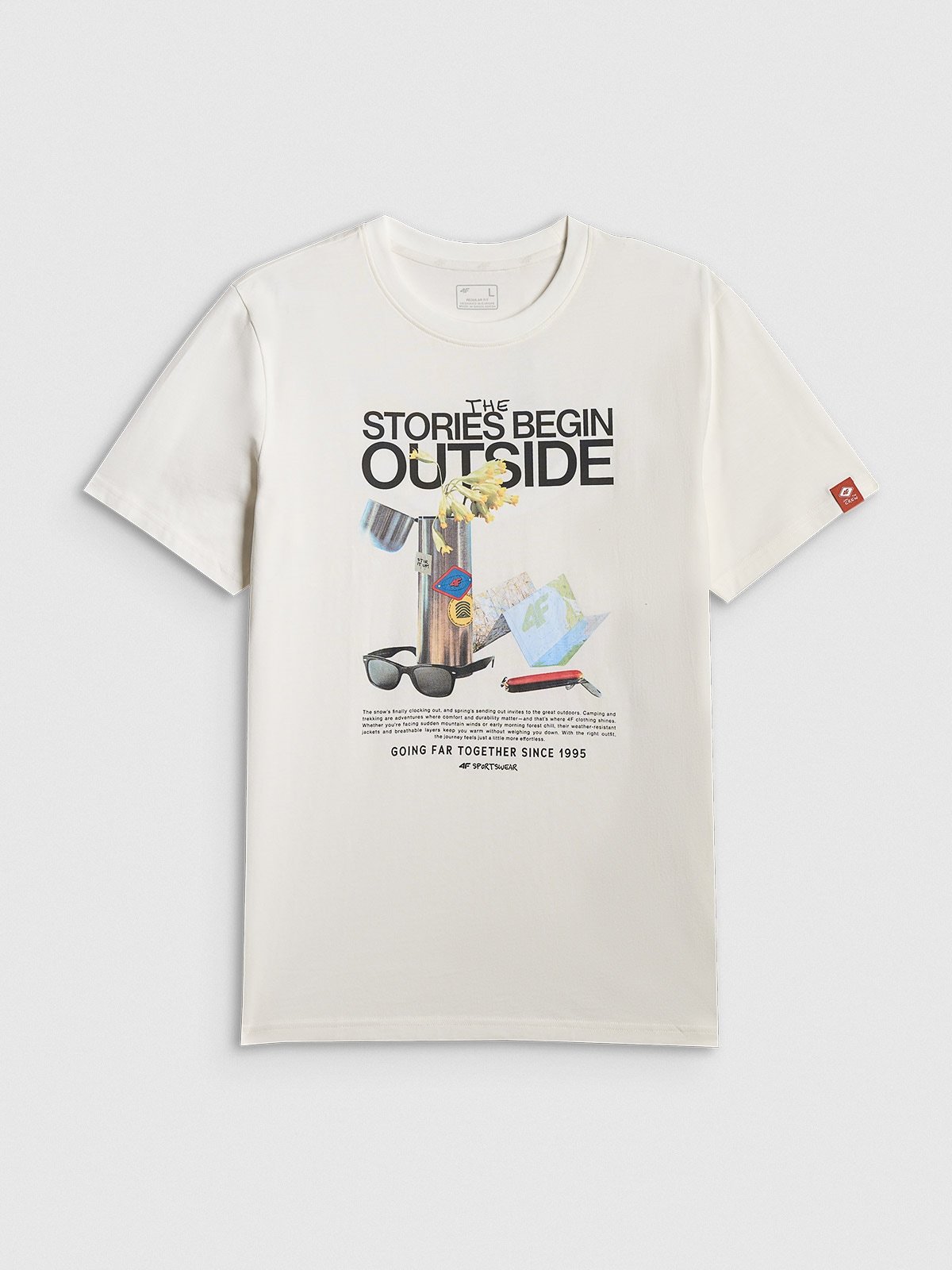 4F T-shirt regular z nadrukiem męski - biały XL