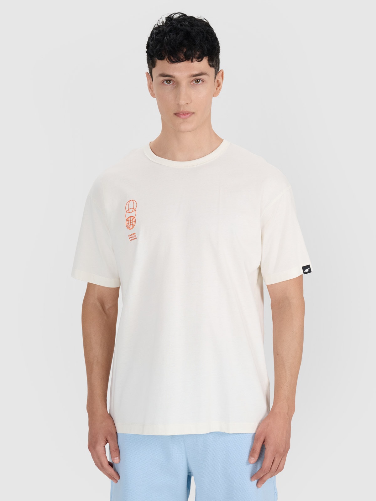 4F T-shirt oversize z nadrukiem męski - biały XL