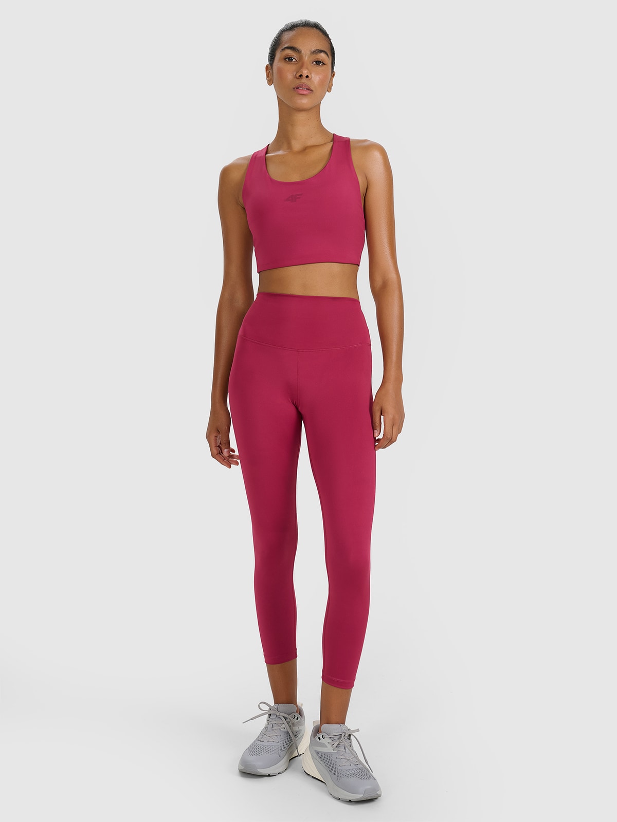 4F Legginsy treningowe 7/8 z wysokim stanem damskie - czerwone XS