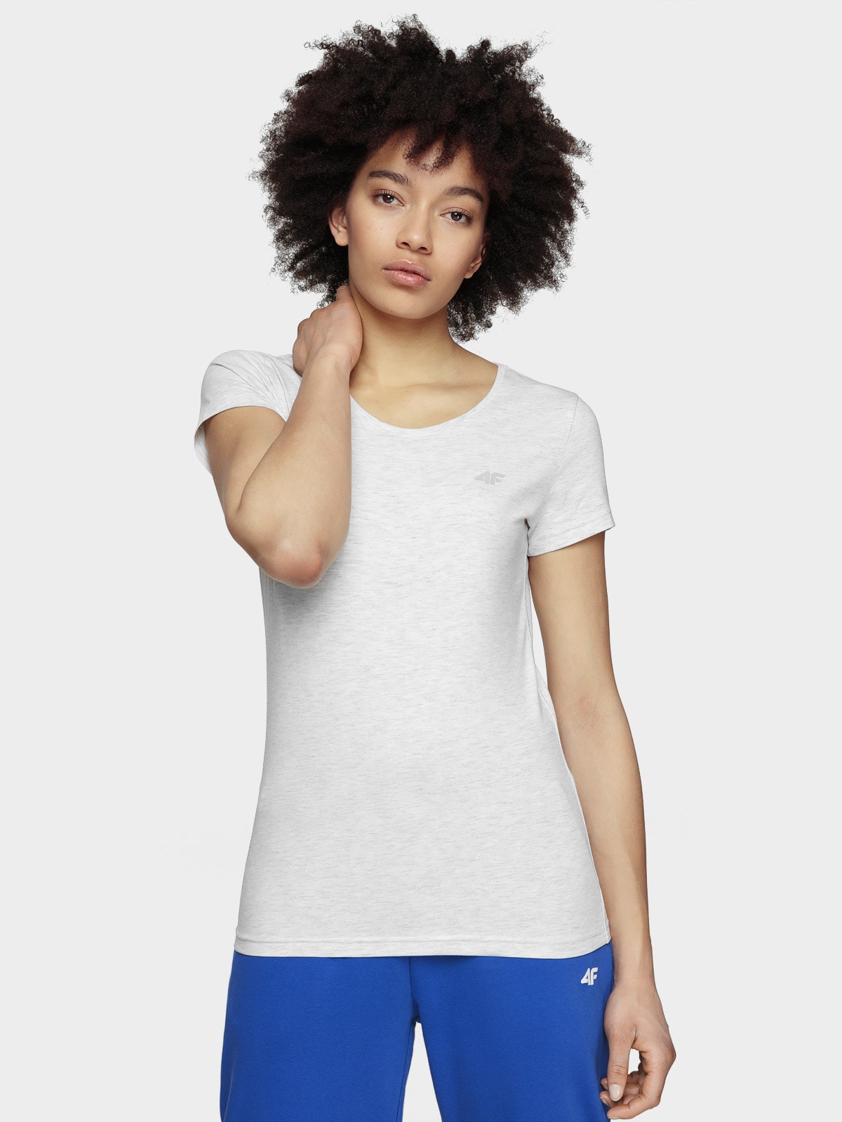 4F T-shirt slim gładki damski S