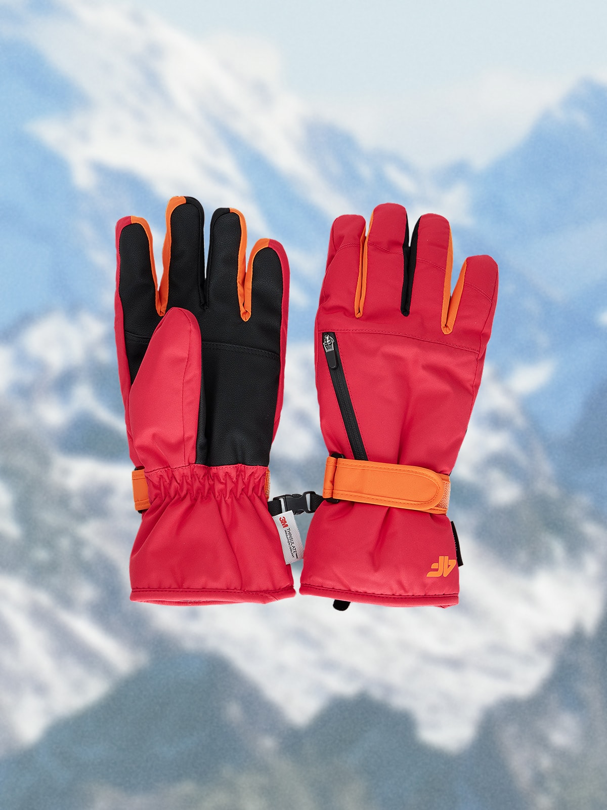 4F Rękawiczki narciarskie Thinsulate membrana 5000 damskie - różowe XL