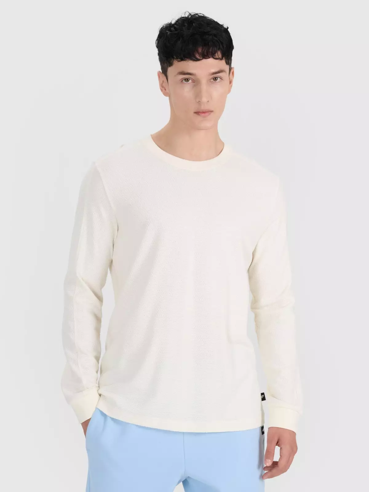 4F Longsleeve oversize gładki męski - biały L