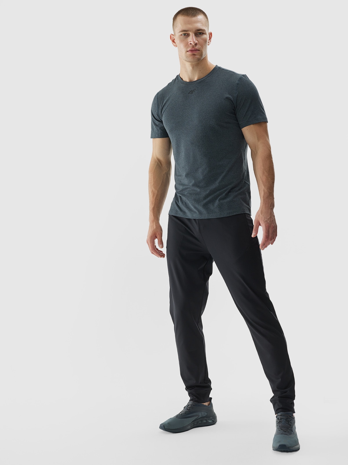 4F Spodnie treningowe szybkoschnące męskie - czarne XXL