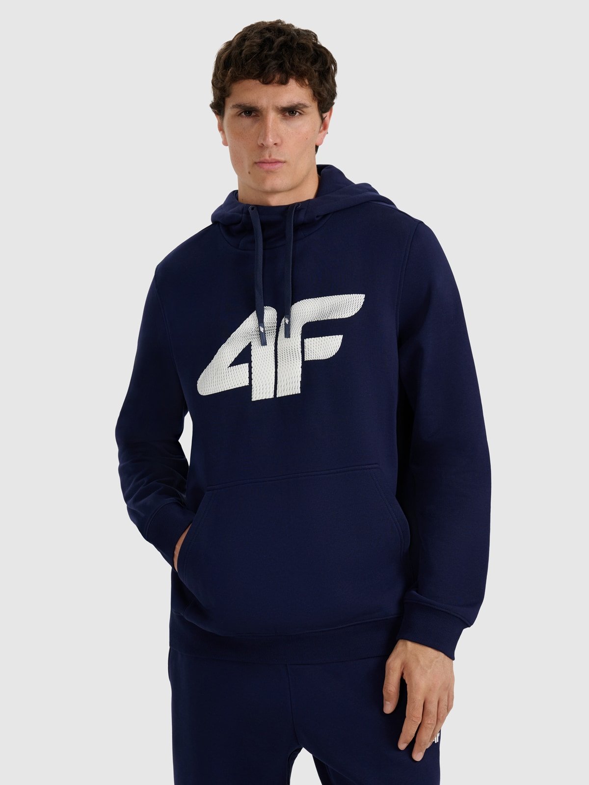 4F Bluza dresowa nierozpinana z kapturem męska - granatowa 3XL