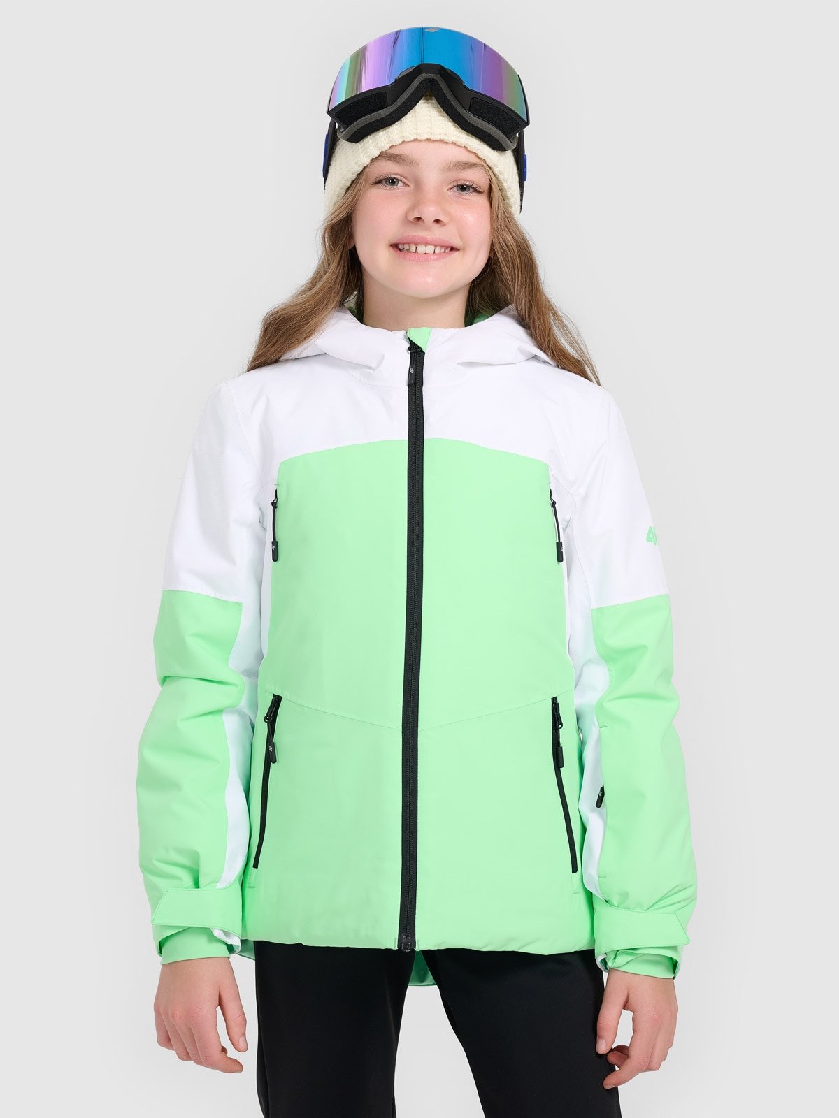 4F Kurtka narciarska membrana 8000 dziewczęca - zielona 164 (13-14 lat)