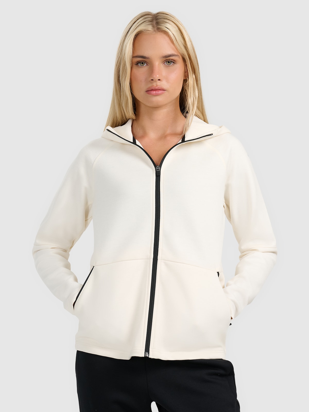 4F Bluza dresowa rozpinana z kapturem damska - biała M