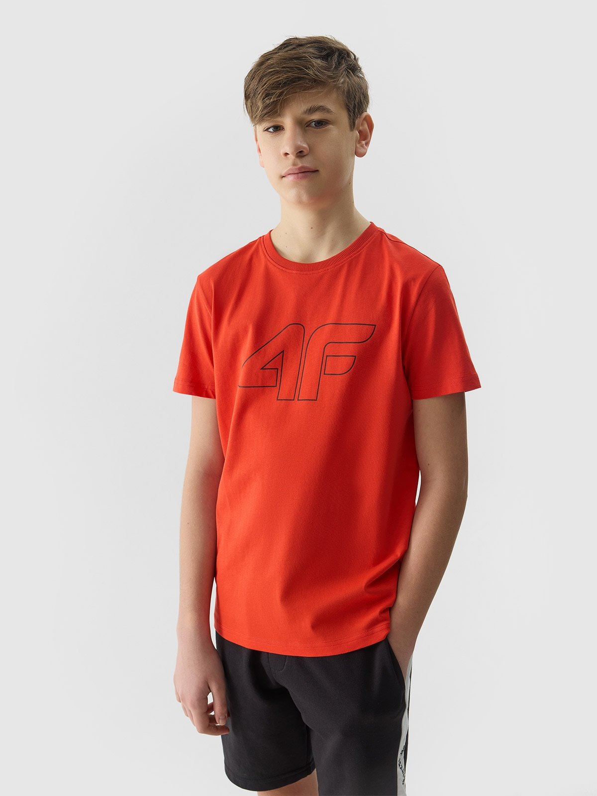 4F T-shirt z nadrukiem chłopięcy - pomarańczowy 158 (12-13 lat)