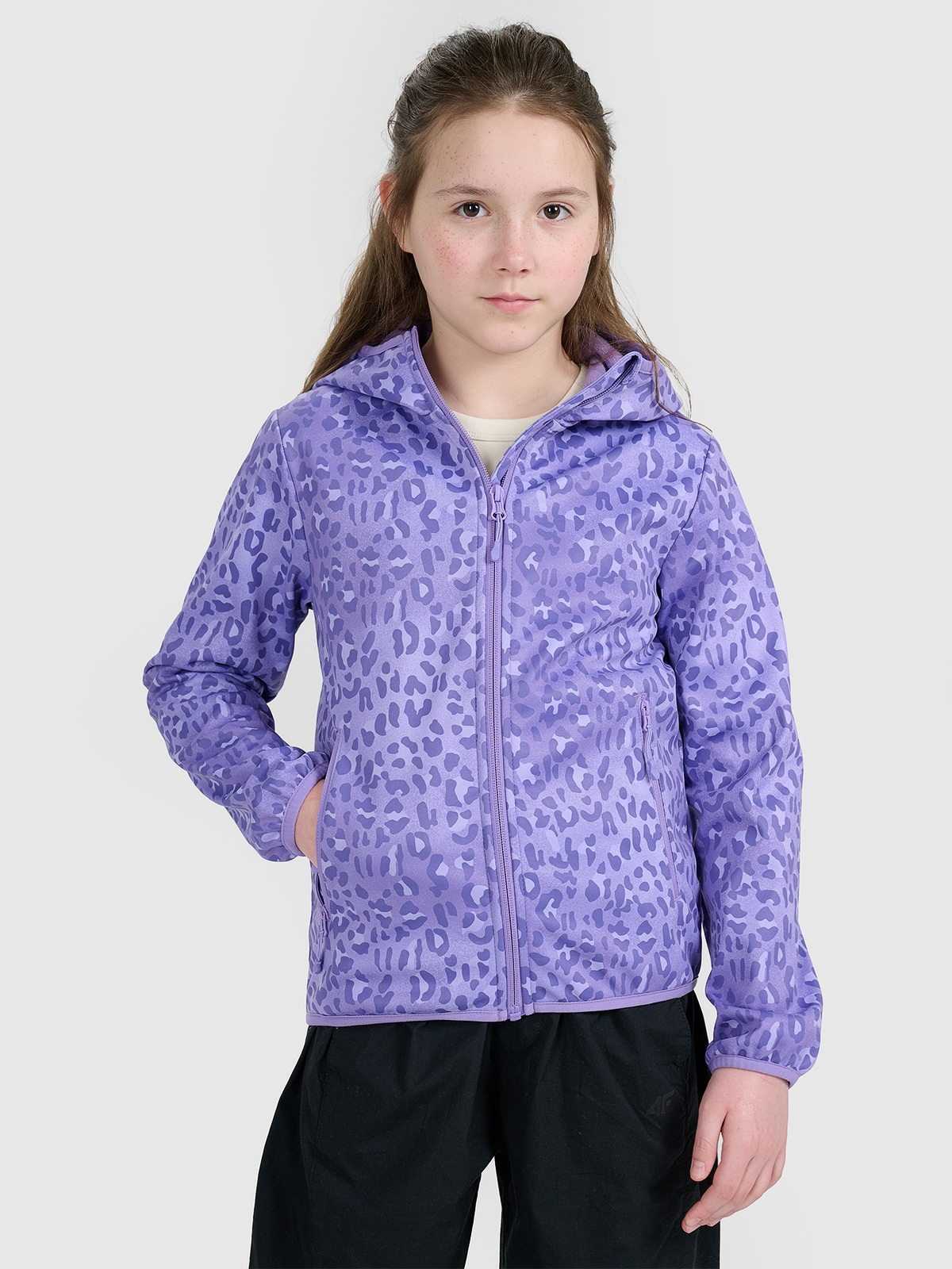 4F Kurtka softshell wiatroodporna membrana 5000 dziewczęca - multikolor 140 (9-10 lat)