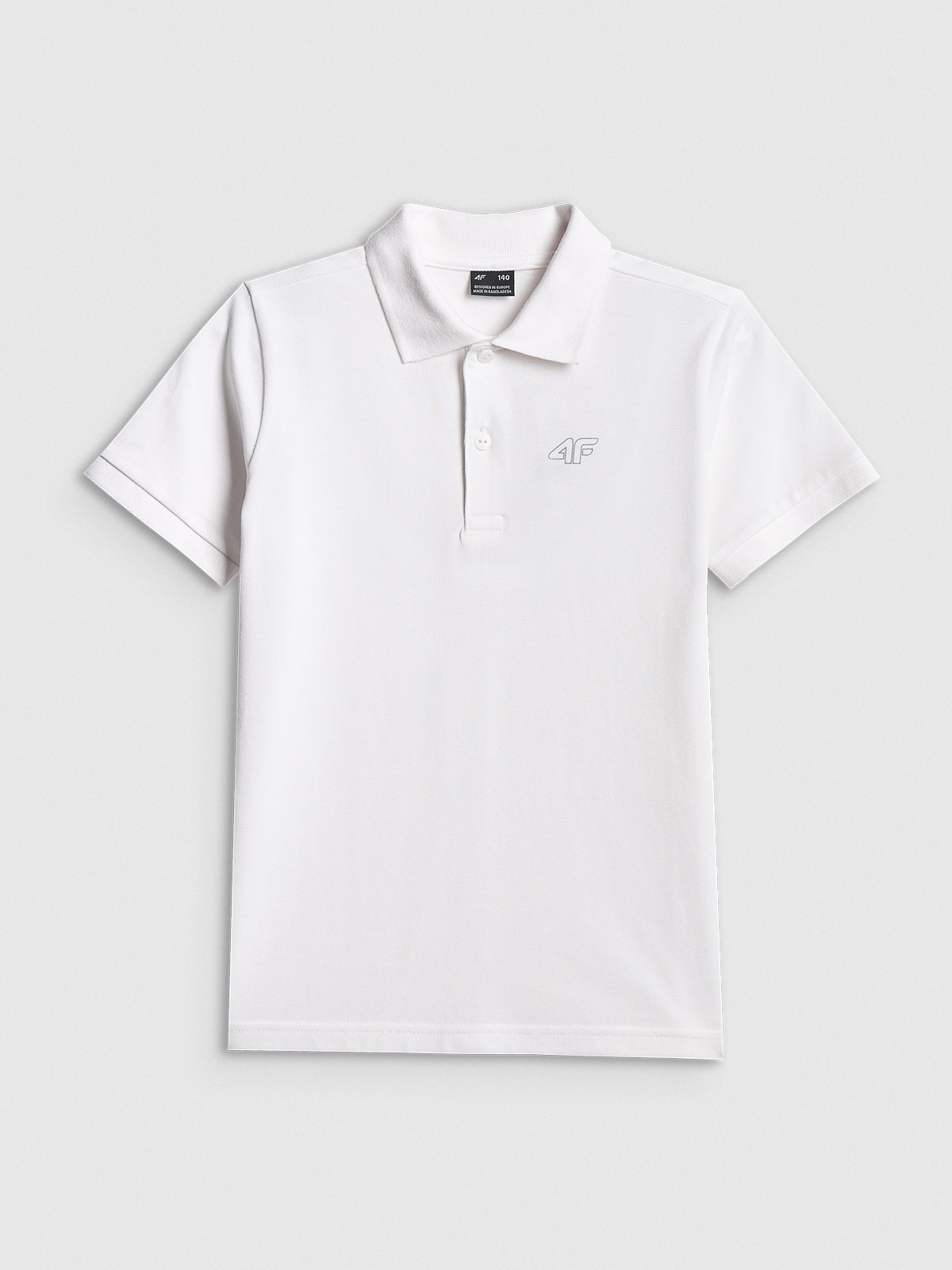 4F Koszulka polo regular chłopięca - biała 152 (11-12 lat)